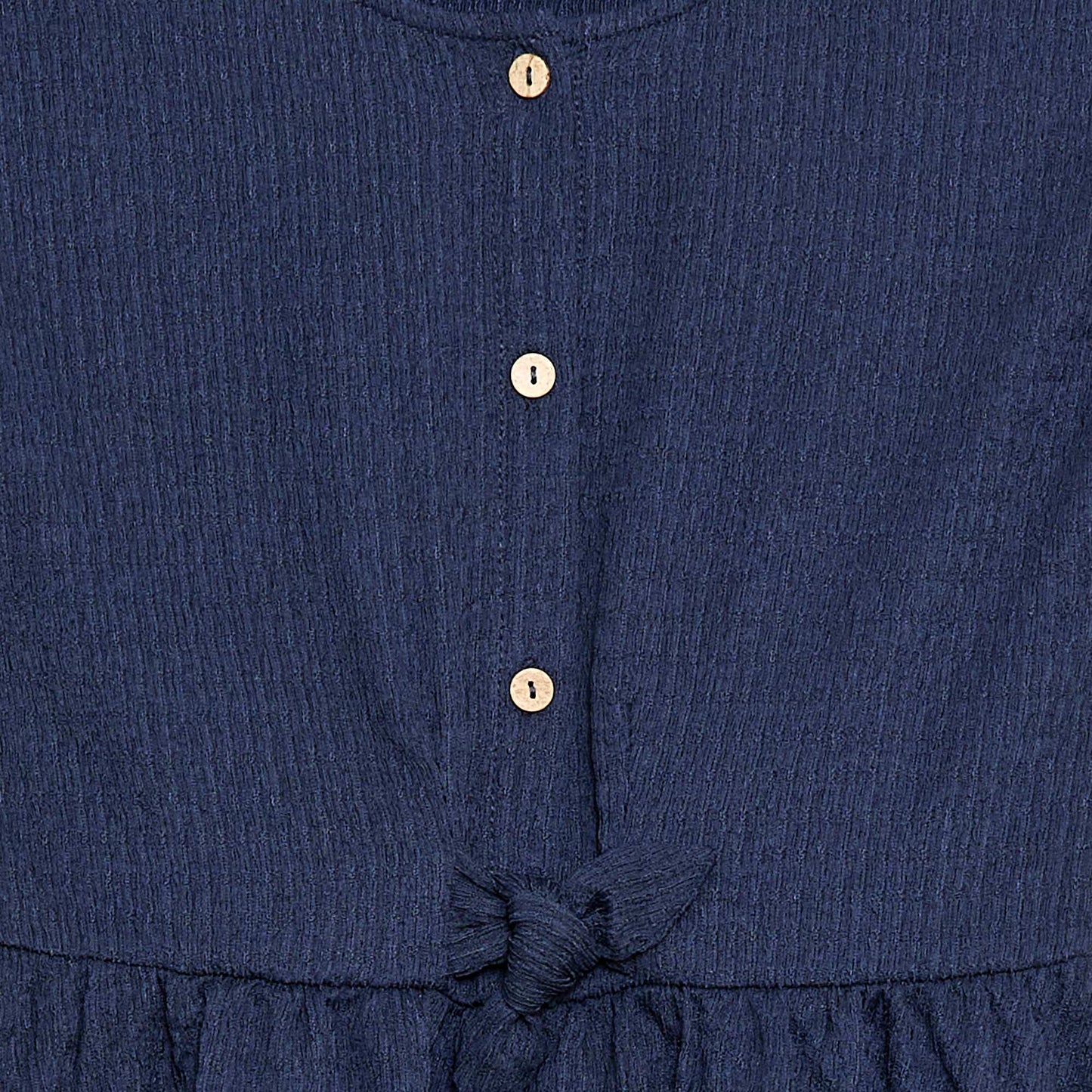 Robe en maille gaufrée boutonnée sur le devant NOIR