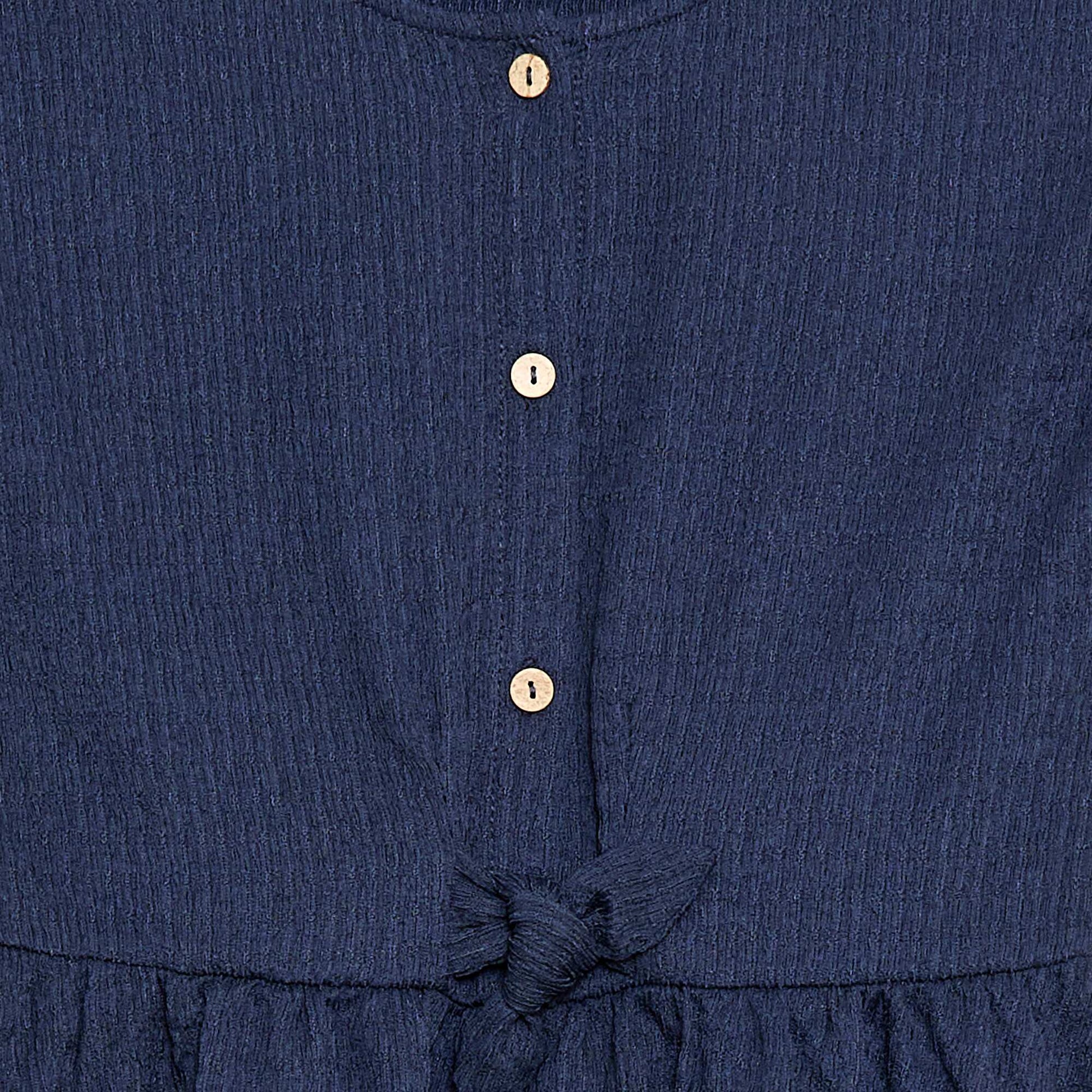Robe en maille gaufrée boutonnée sur le devant NOIR