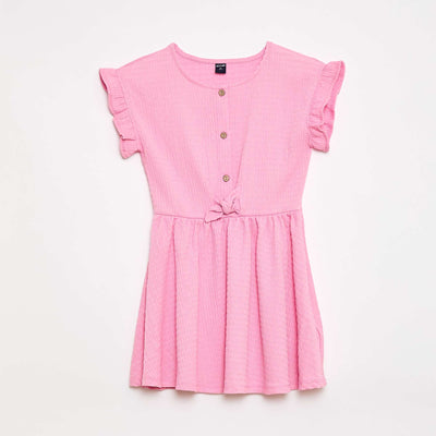 Robe en maille gaufrée boutonnée sur le devant ROSE