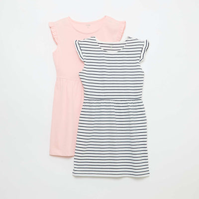 Lot de 2 robes en jersey sans manches avec volants ROSE