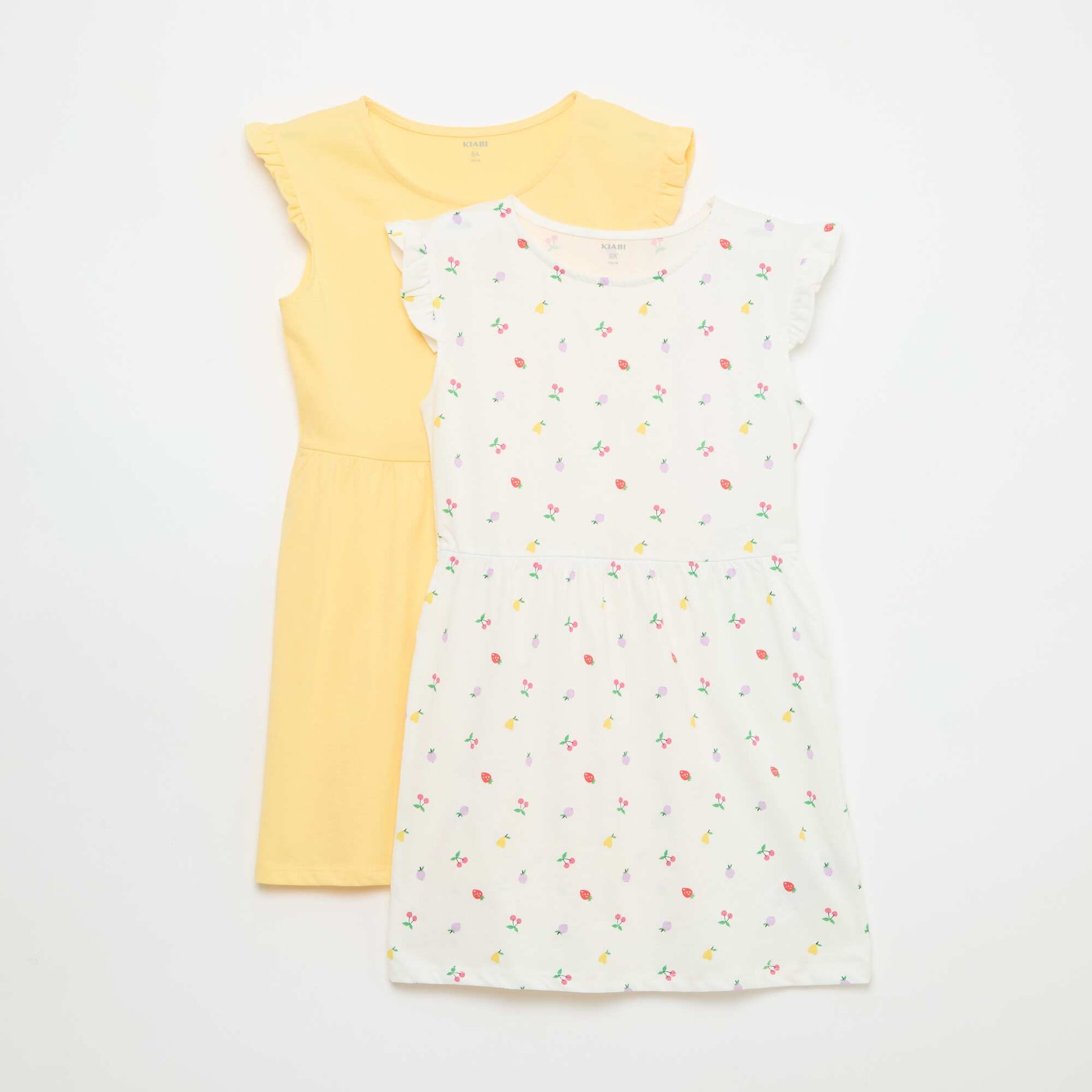 Lot de 2 robes en jersey sans manches avec volants JAUNE