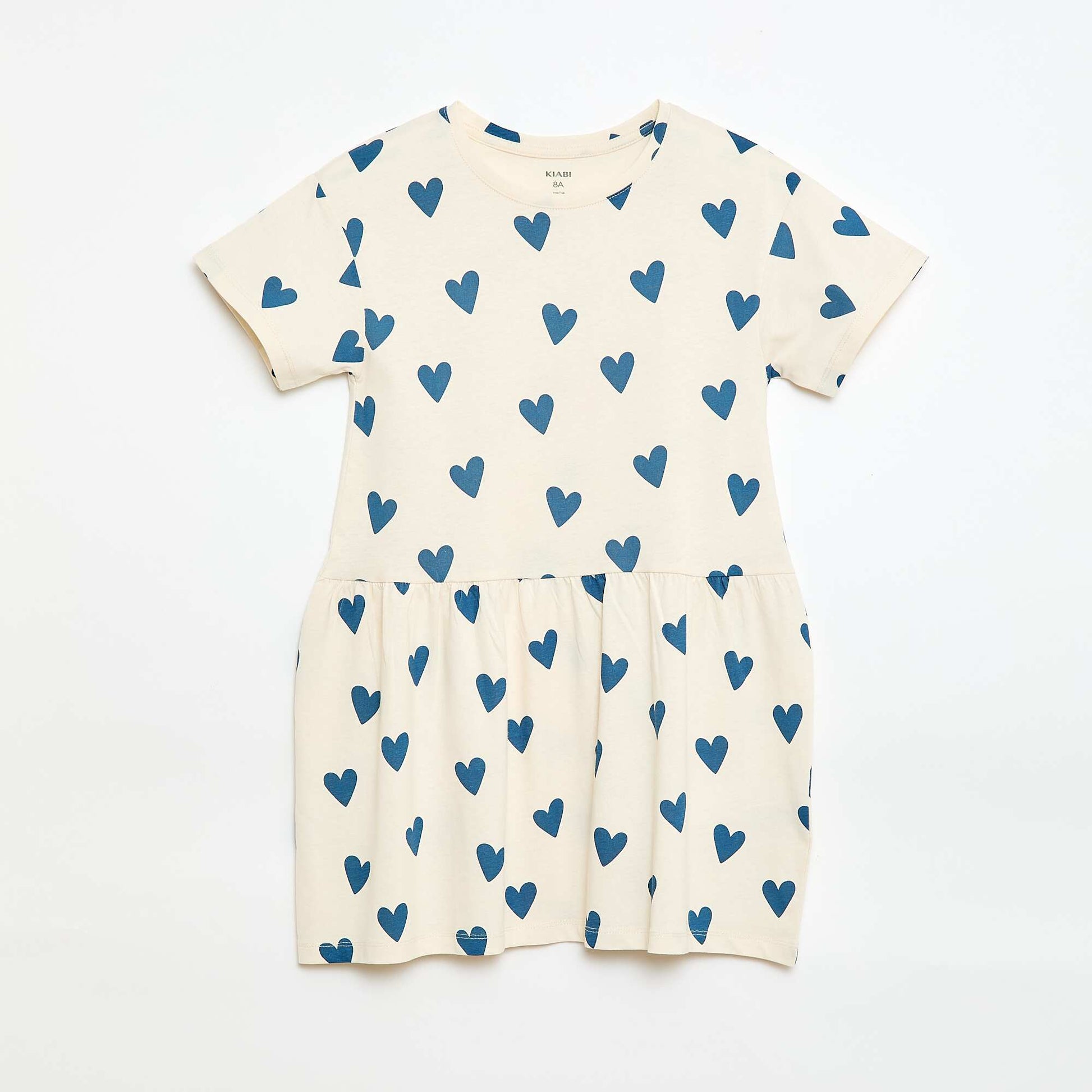 Robe manches courtes à motif BEIGE