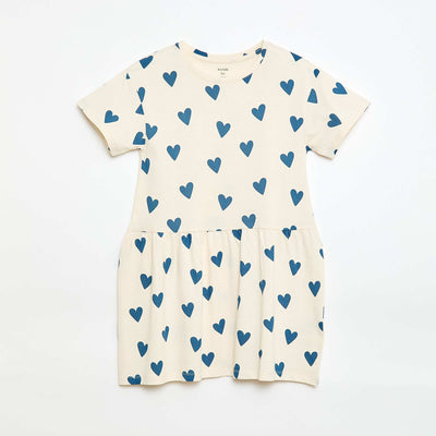 Robe manches courtes à motif BEIGE