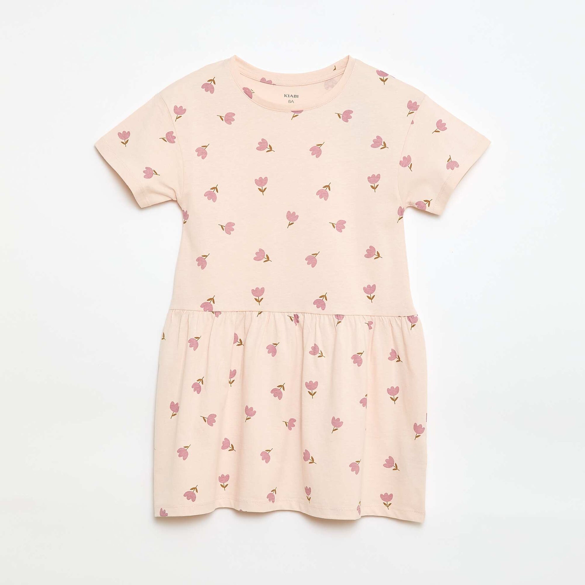 Robe manches courtes à motif ROSE