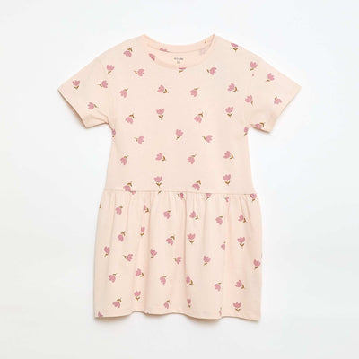 Robe manches courtes à motif ROSE