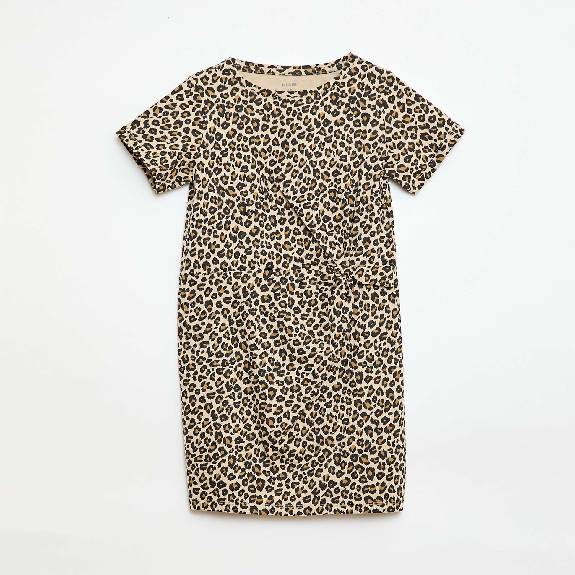 Robe t-shirt mi-longue avec nœud fantaisie devant MARRON