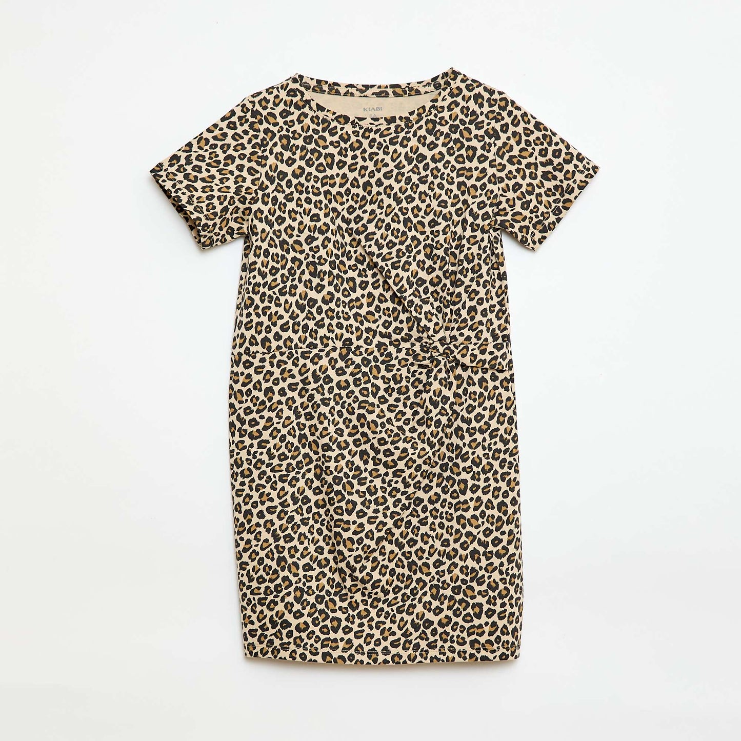 Robe t-shirt mi-longue avec nœud fantaisie devant MARRON