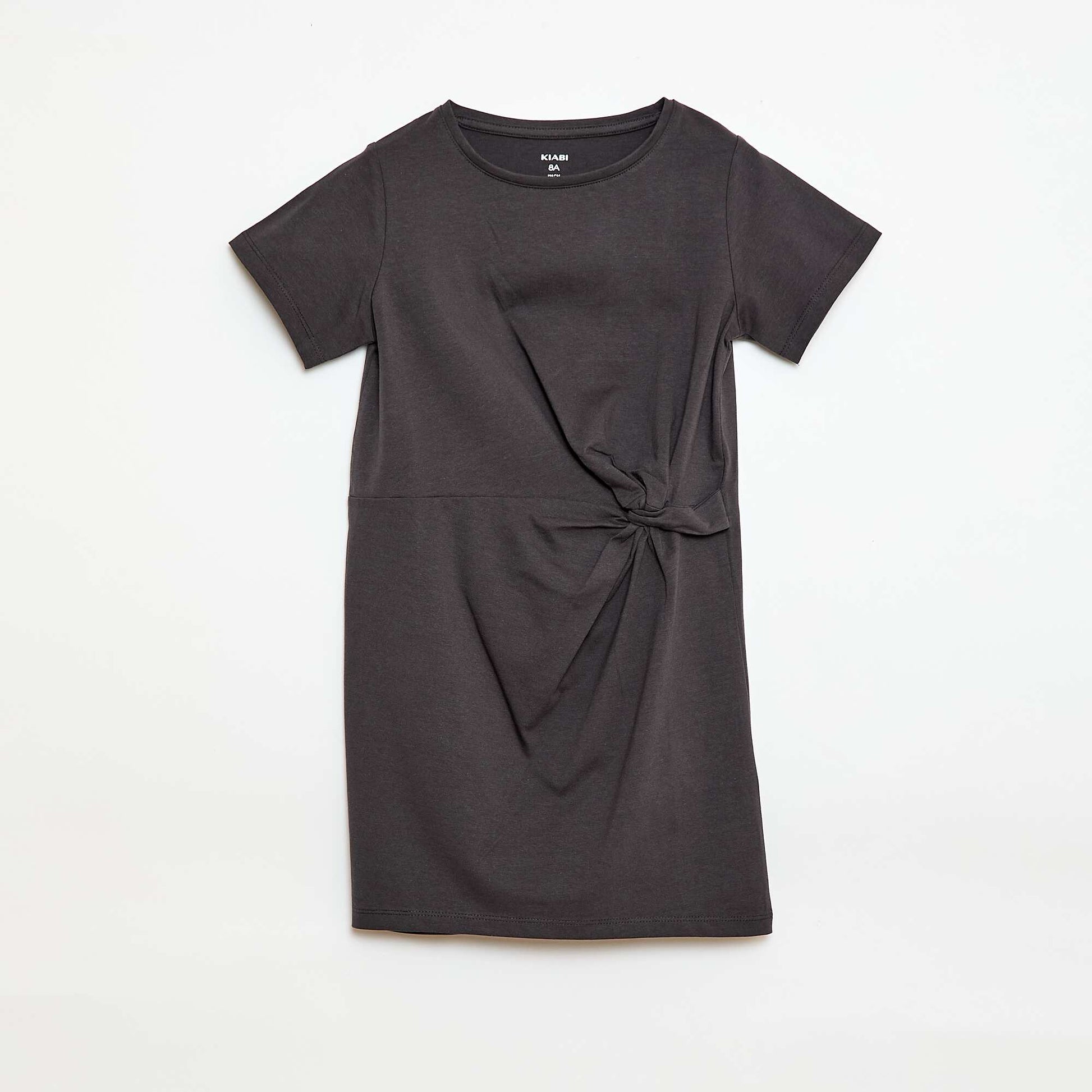 Robe t-shirt mi-longue avec nœud fantaisie devant NOIR
