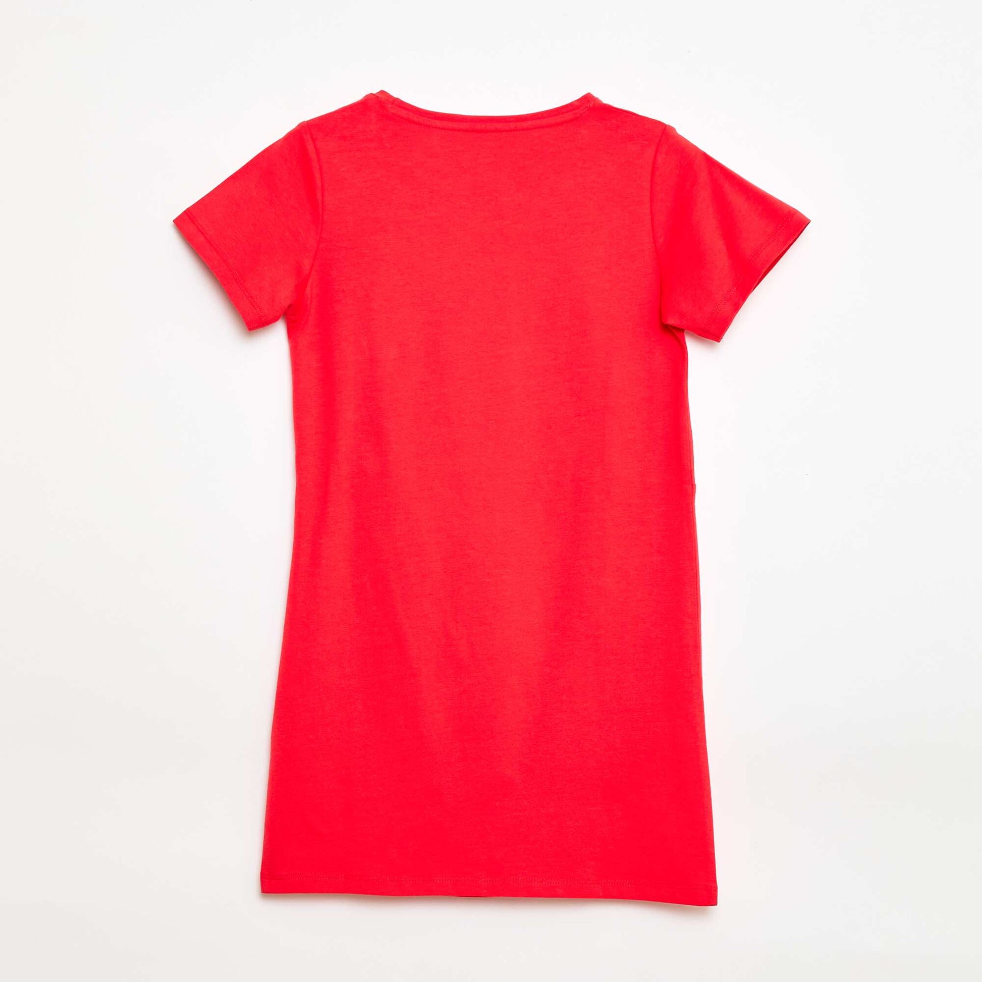 Robe t-shirt mi-longue avec nœud fantaisie devant ROUGE