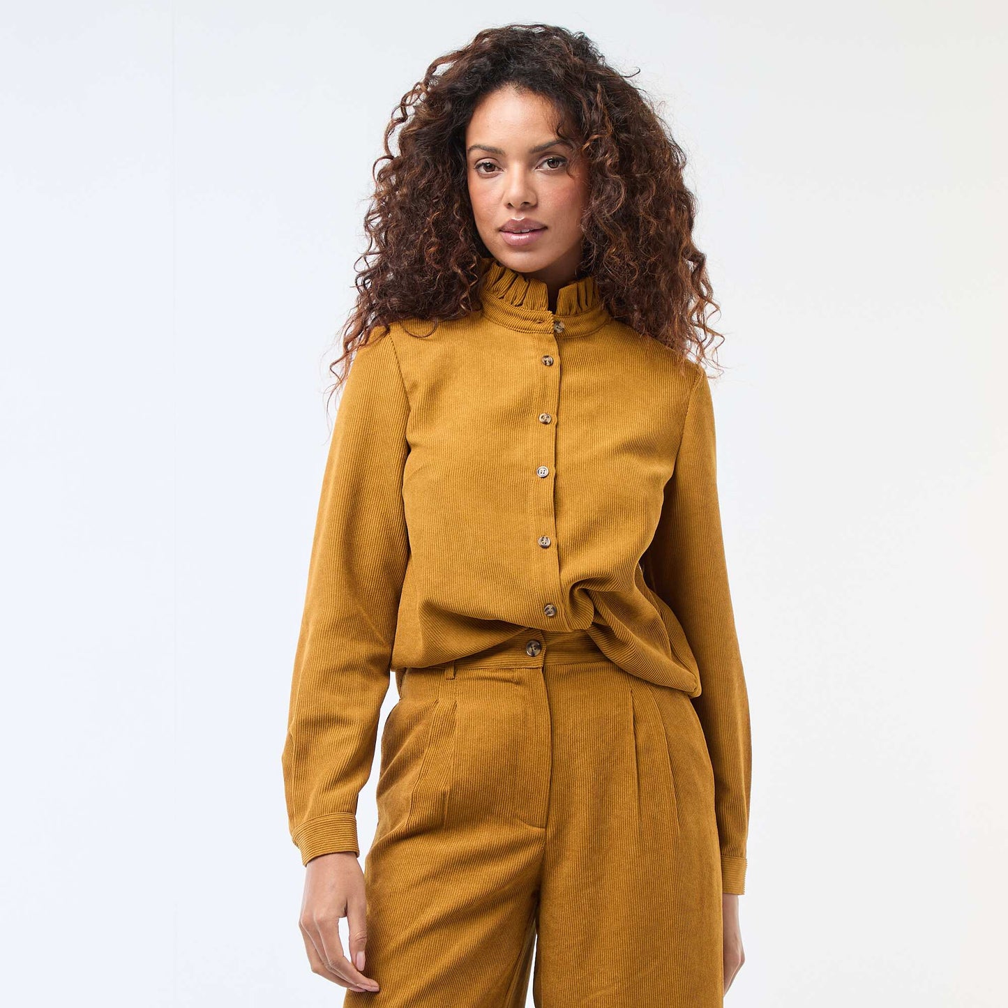 Chemise en velours unie JAUNE