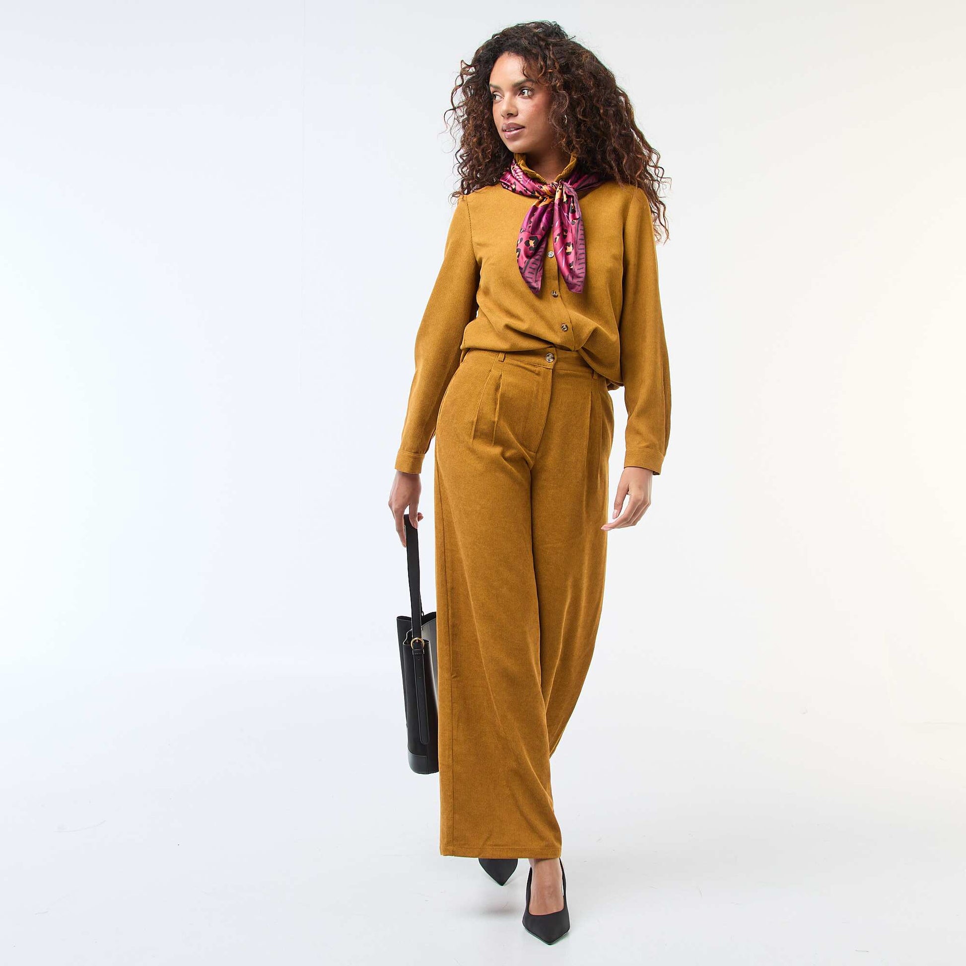 Chemise en velours unie JAUNE