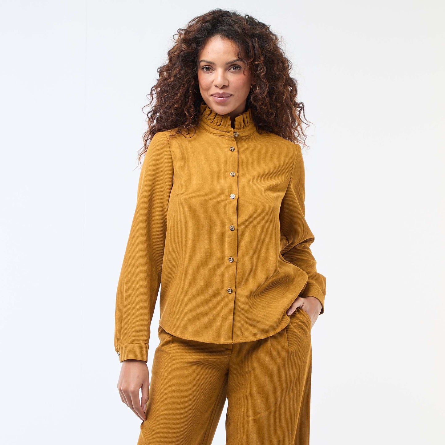 Chemise en velours unie JAUNE