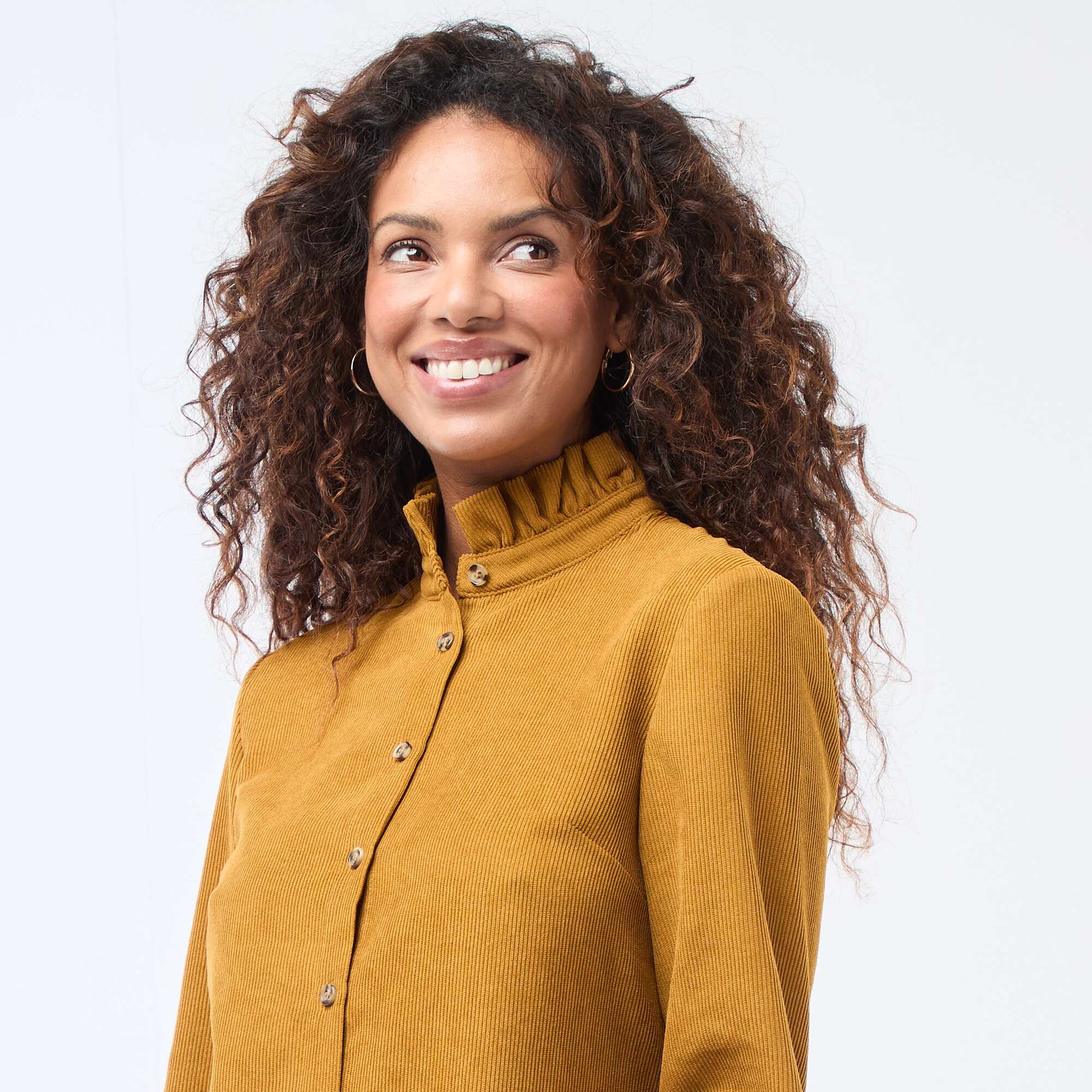 Chemise en velours unie JAUNE
