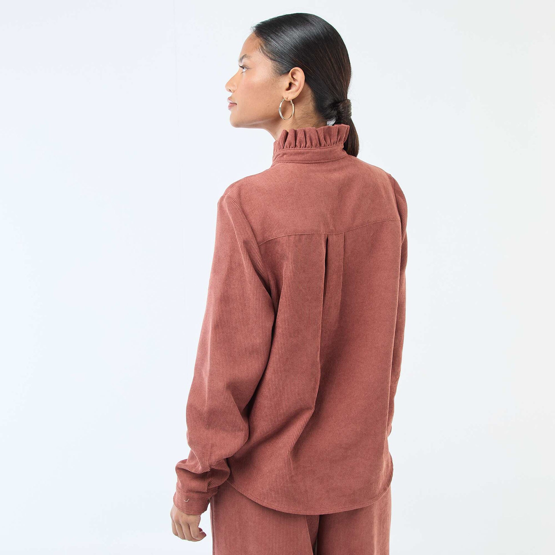 Chemise en velours unie MARRON