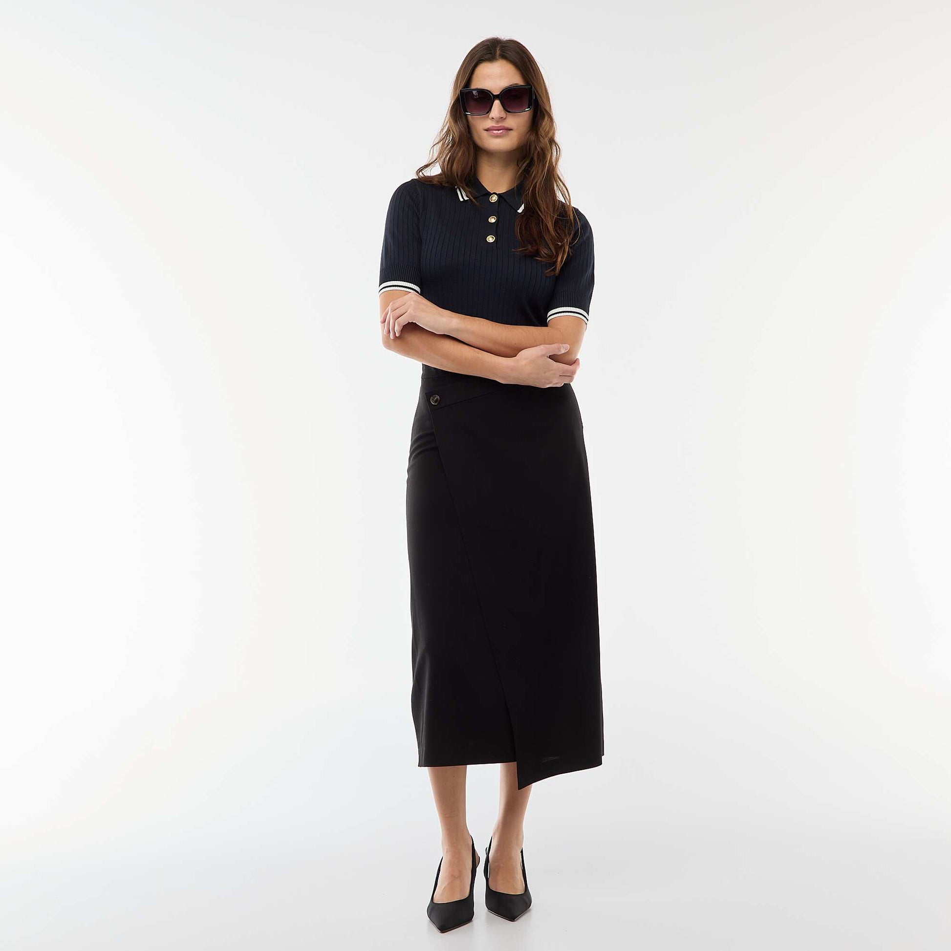 Jupe midi asymétrique NOIR