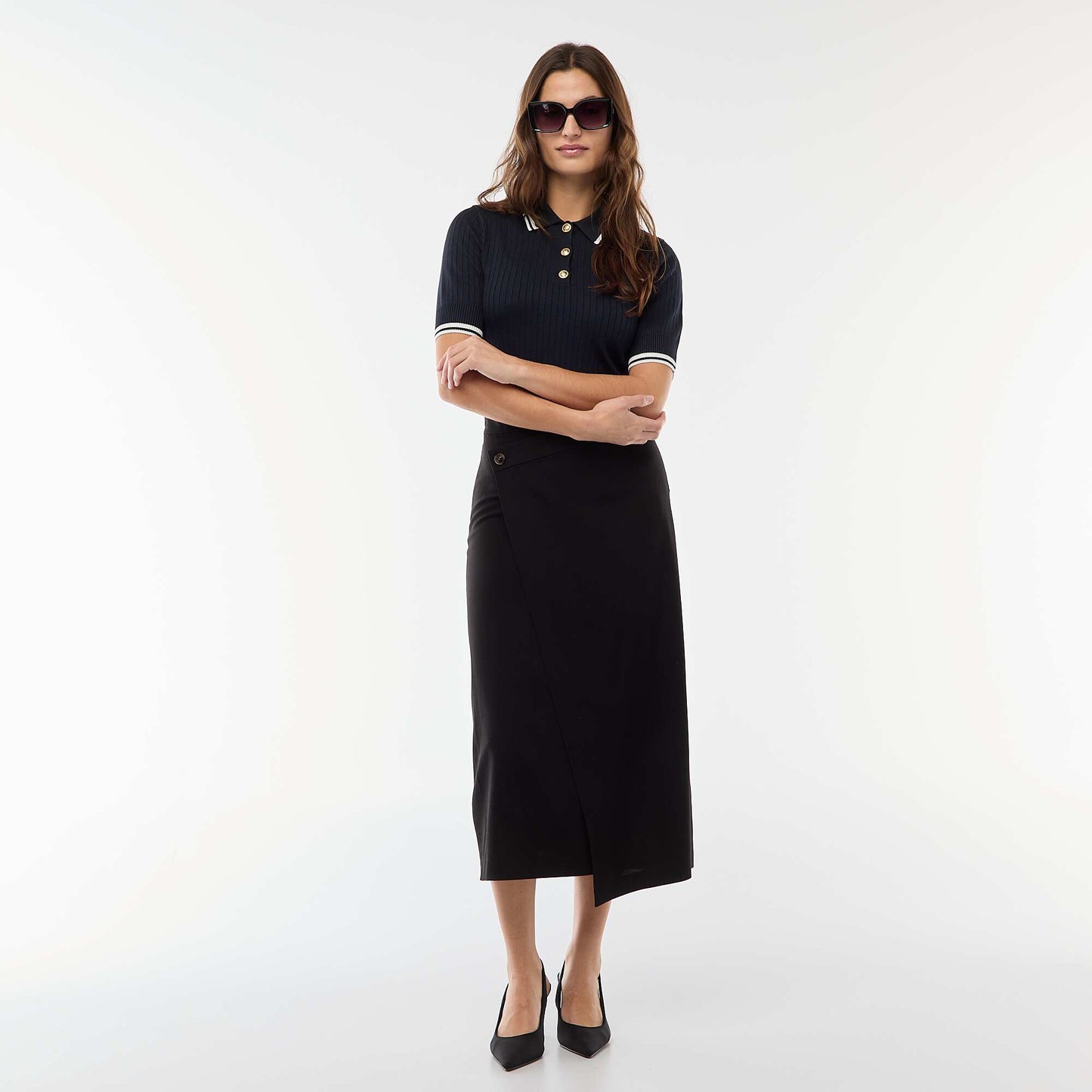Jupe midi asymétrique NOIR