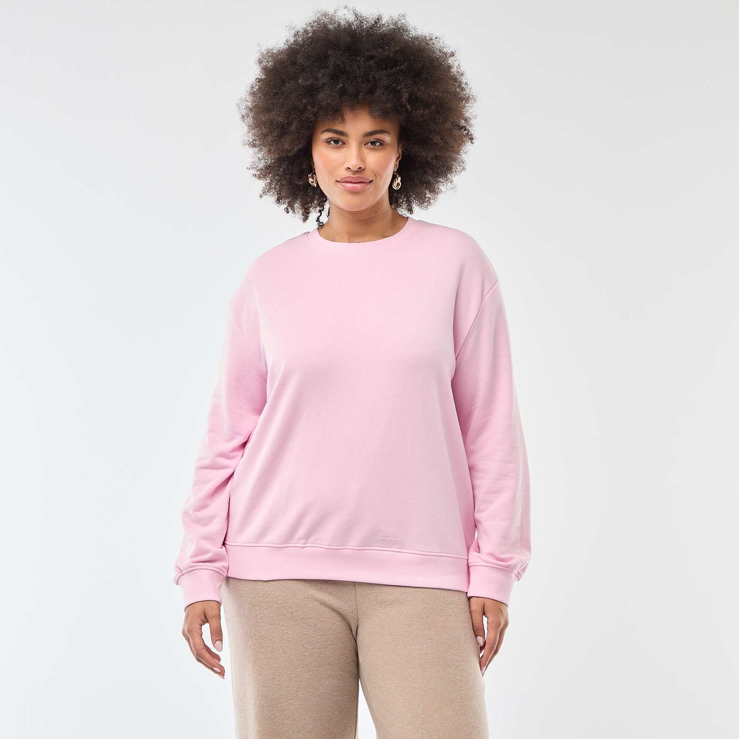 Sweat léger uni à col rond ROSE