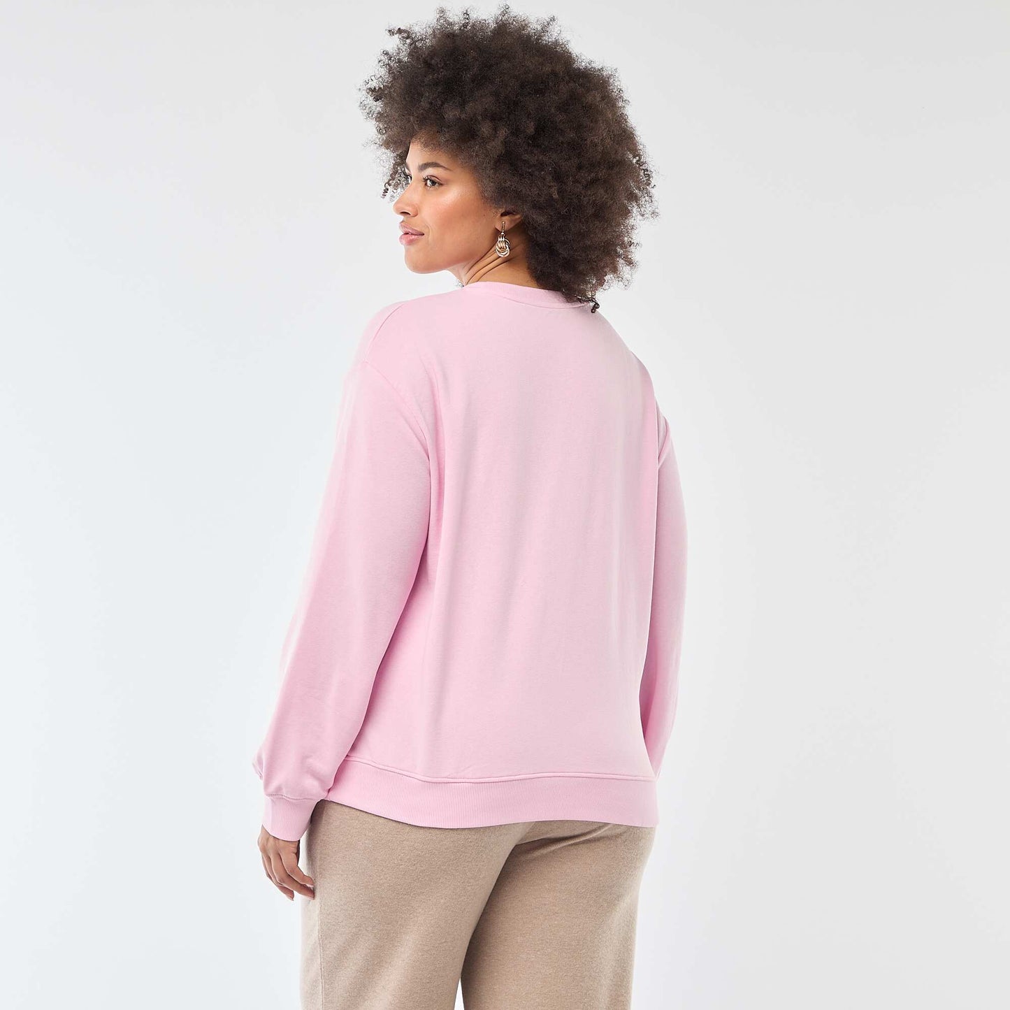 Sweat léger uni à col rond ROSE