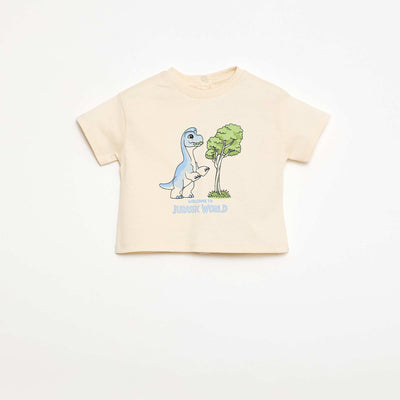 T-shirt en jersey print 'Jurassic World' BEIGE