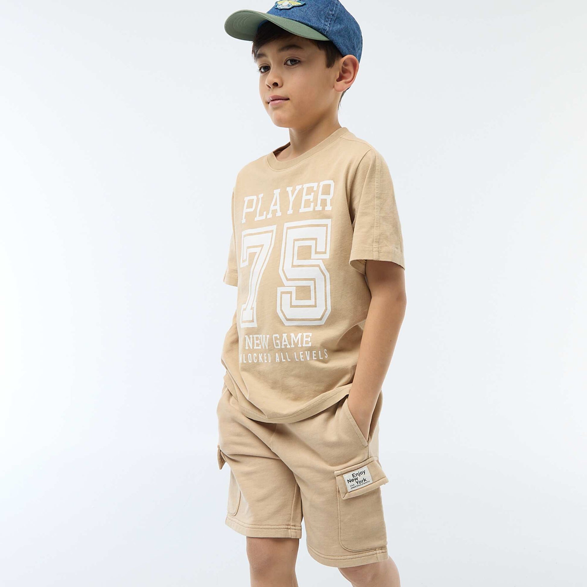 Short en molleton multipoche BEIGE
