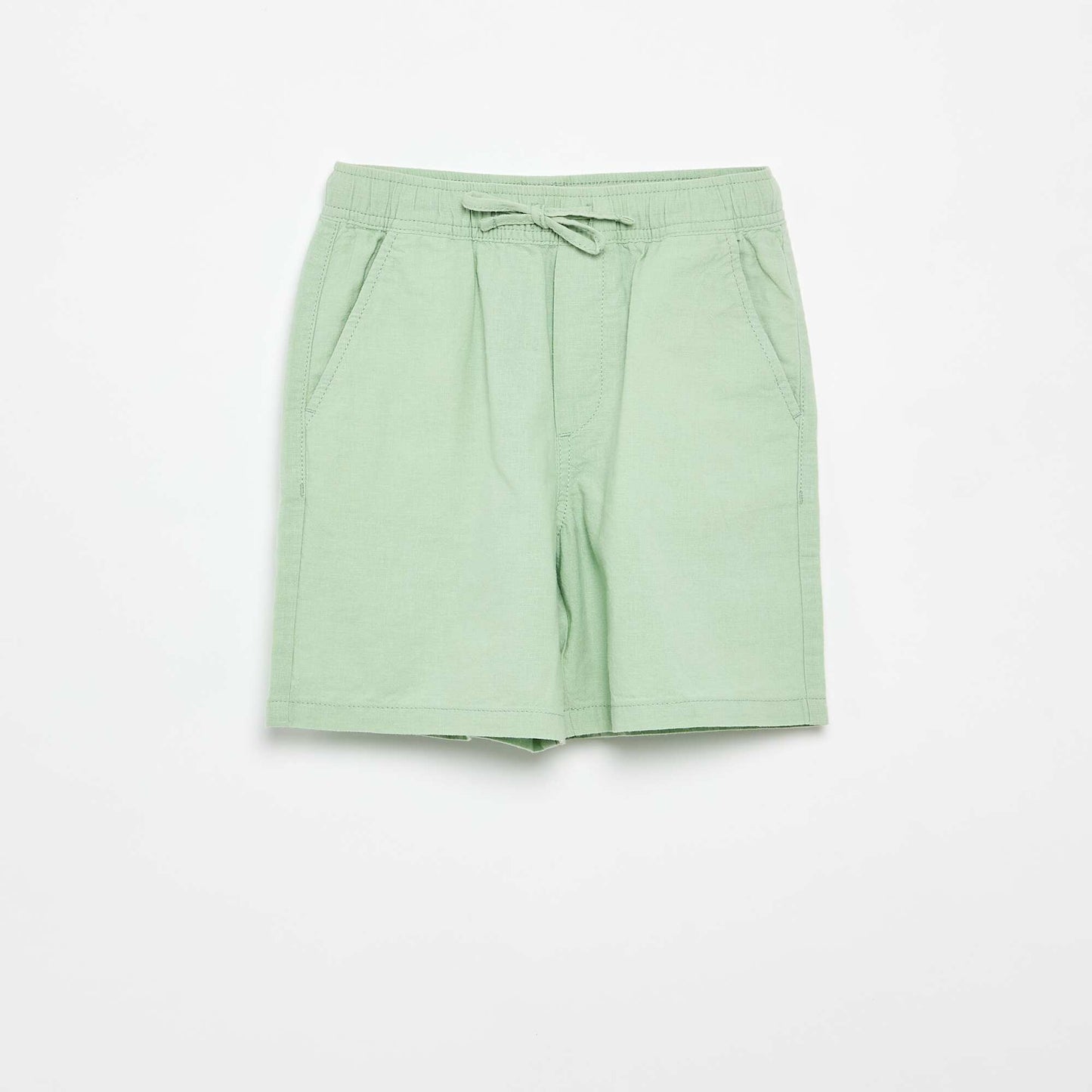 Short rayé léger en lin mélangé VERT