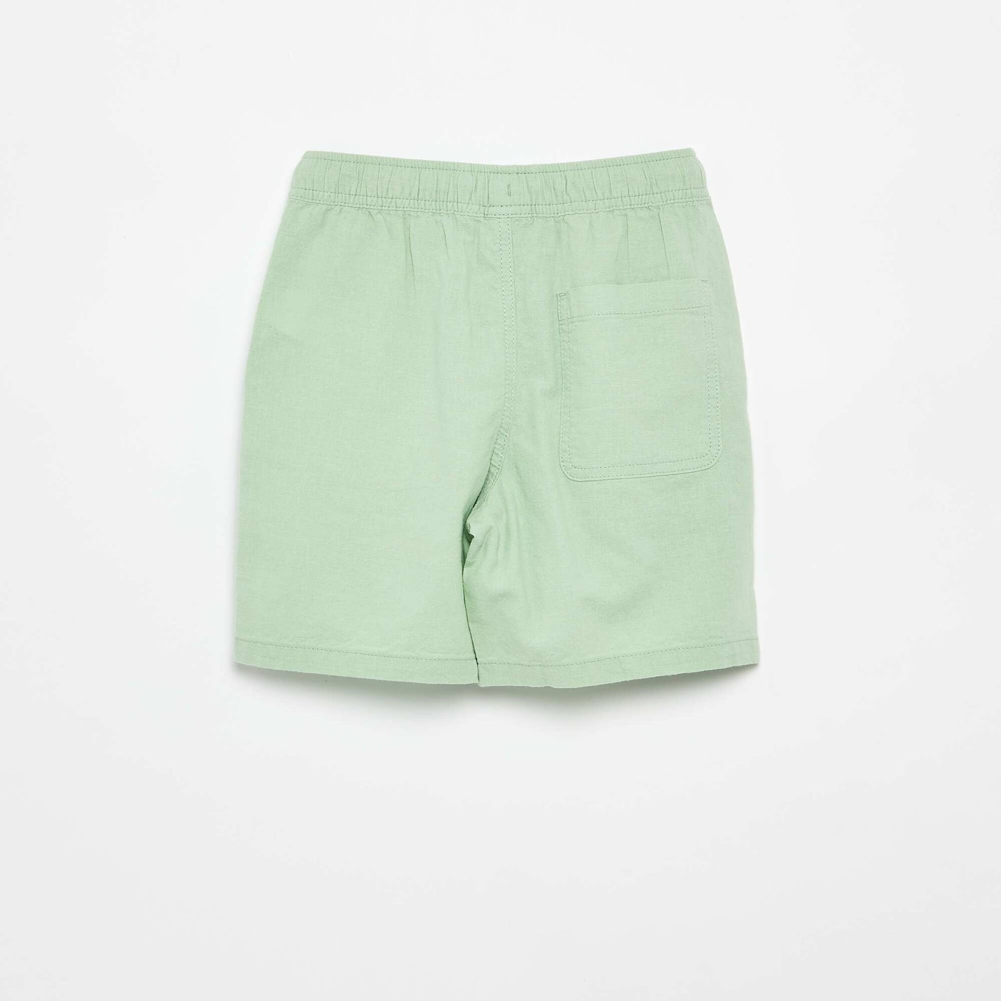 Short rayé léger en lin mélangé VERT