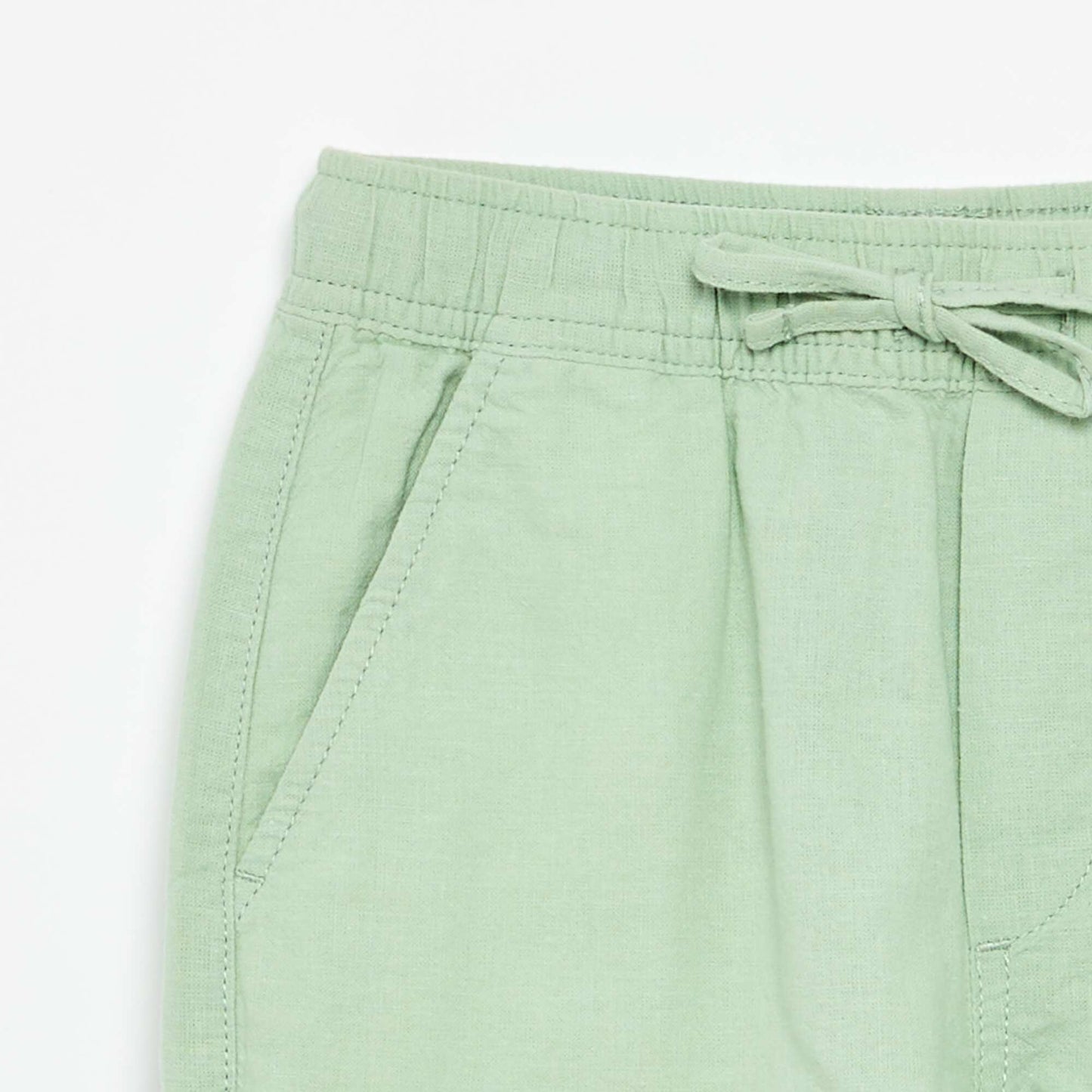 Short rayé léger en lin mélangé VERT