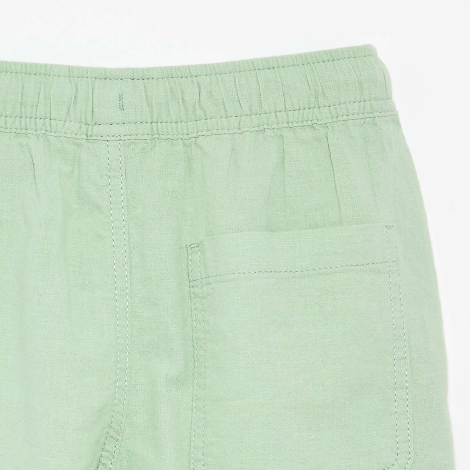 Short rayé léger en lin mélangé VERT