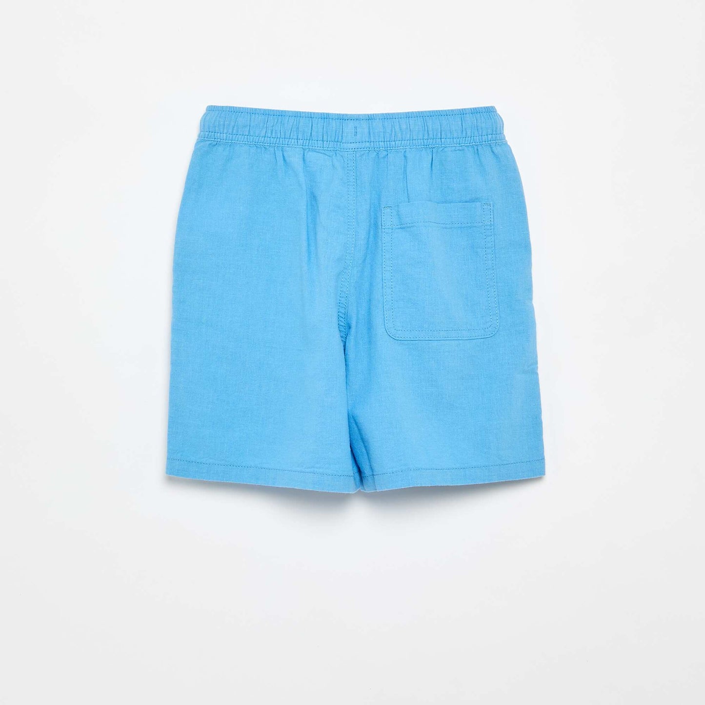 Short rayé léger en lin mélangé BLEU