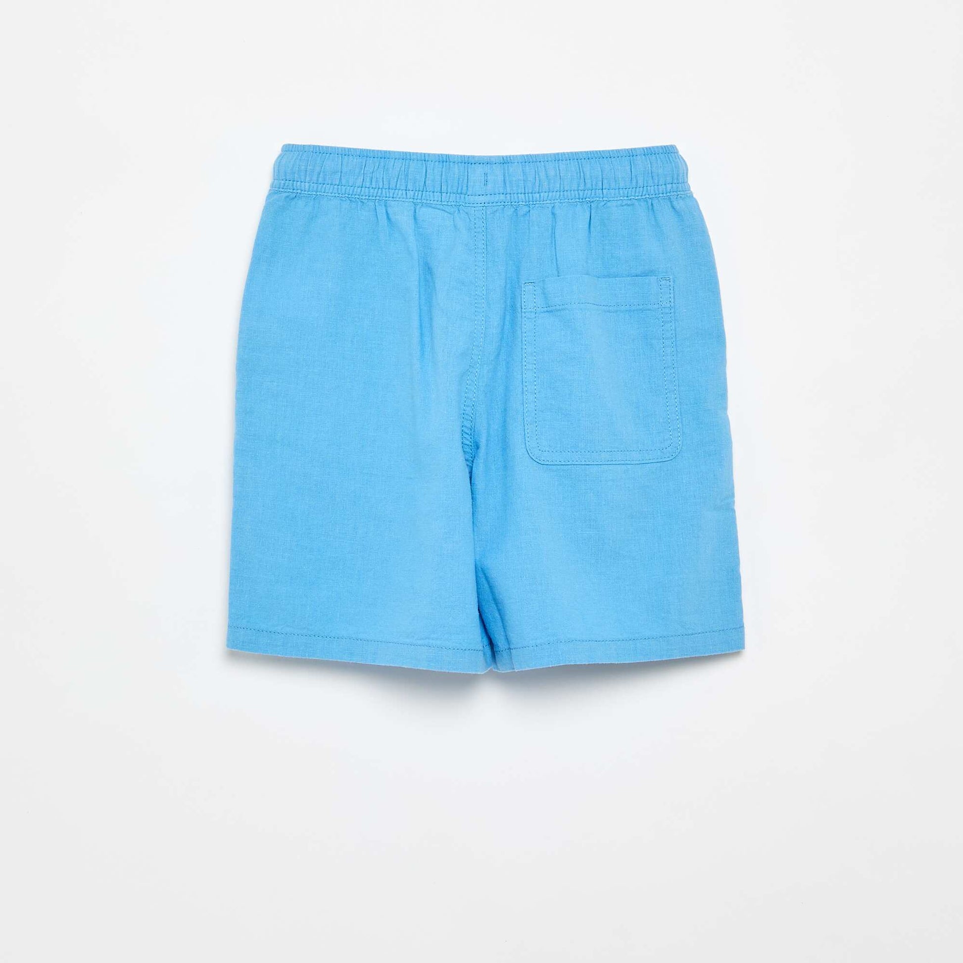 Short rayé léger en lin mélangé BLEU