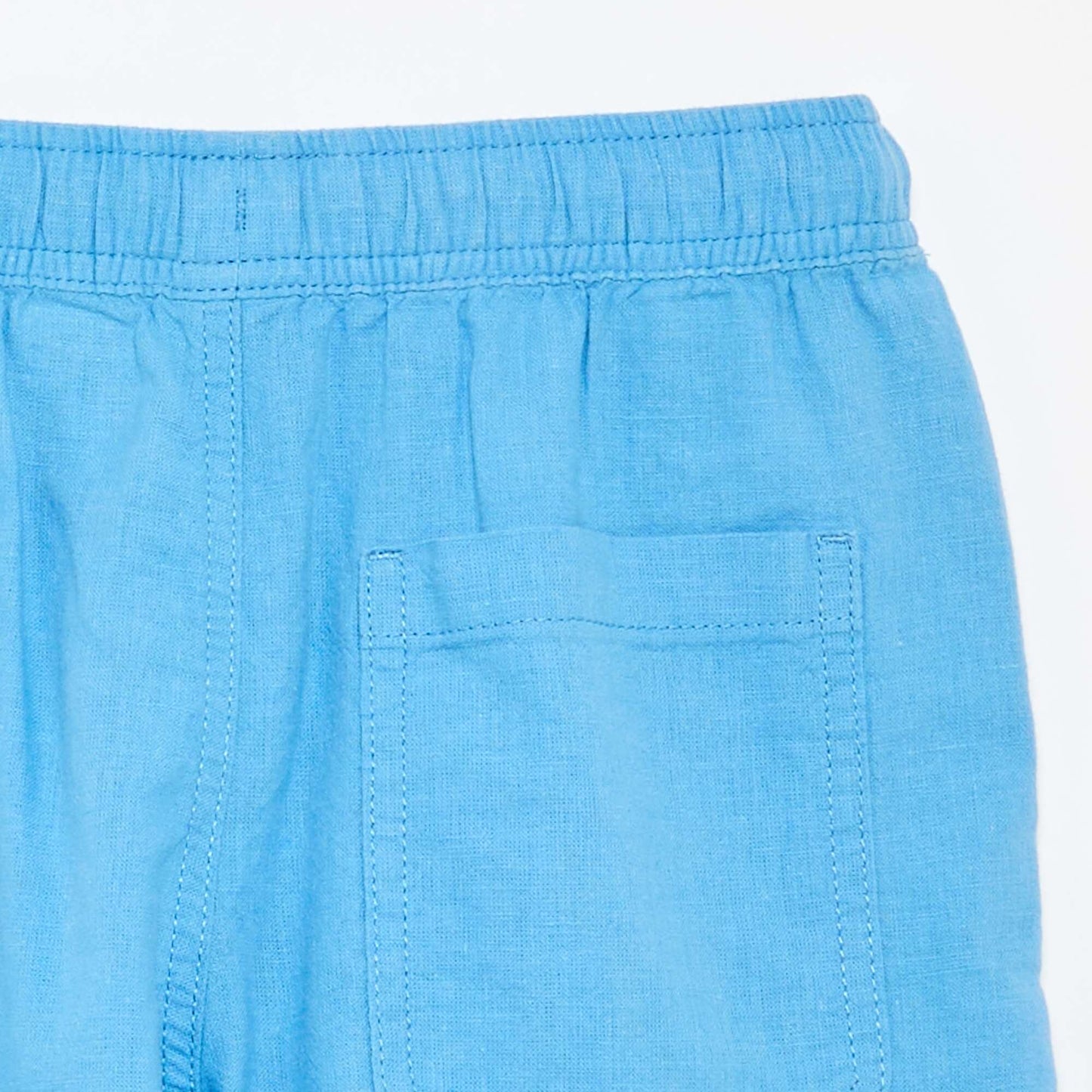 Short rayé léger en lin mélangé BLEU