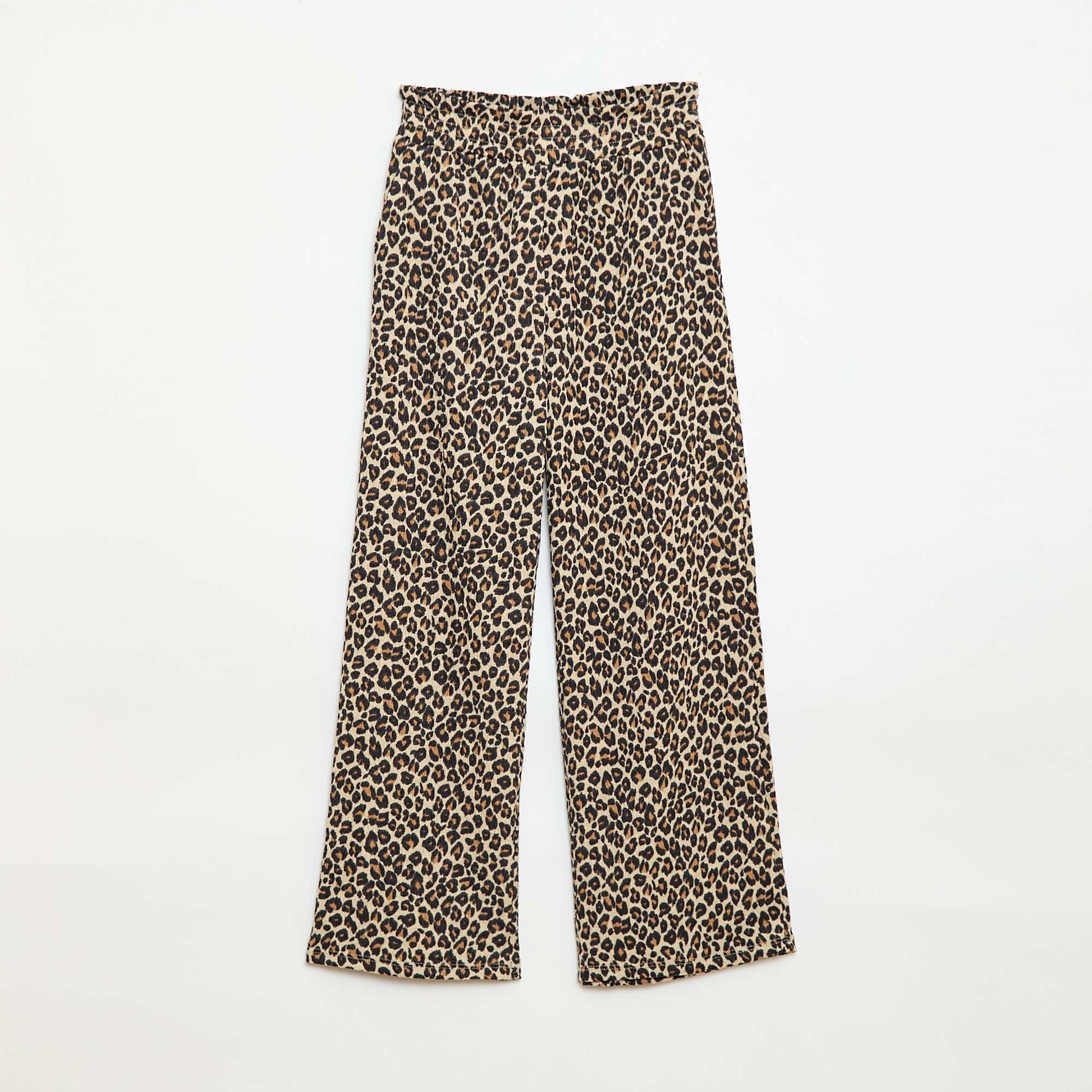 Pantalon large en maille crêpe MARRON