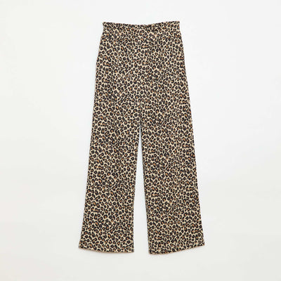Pantalon large en maille crêpe MARRON