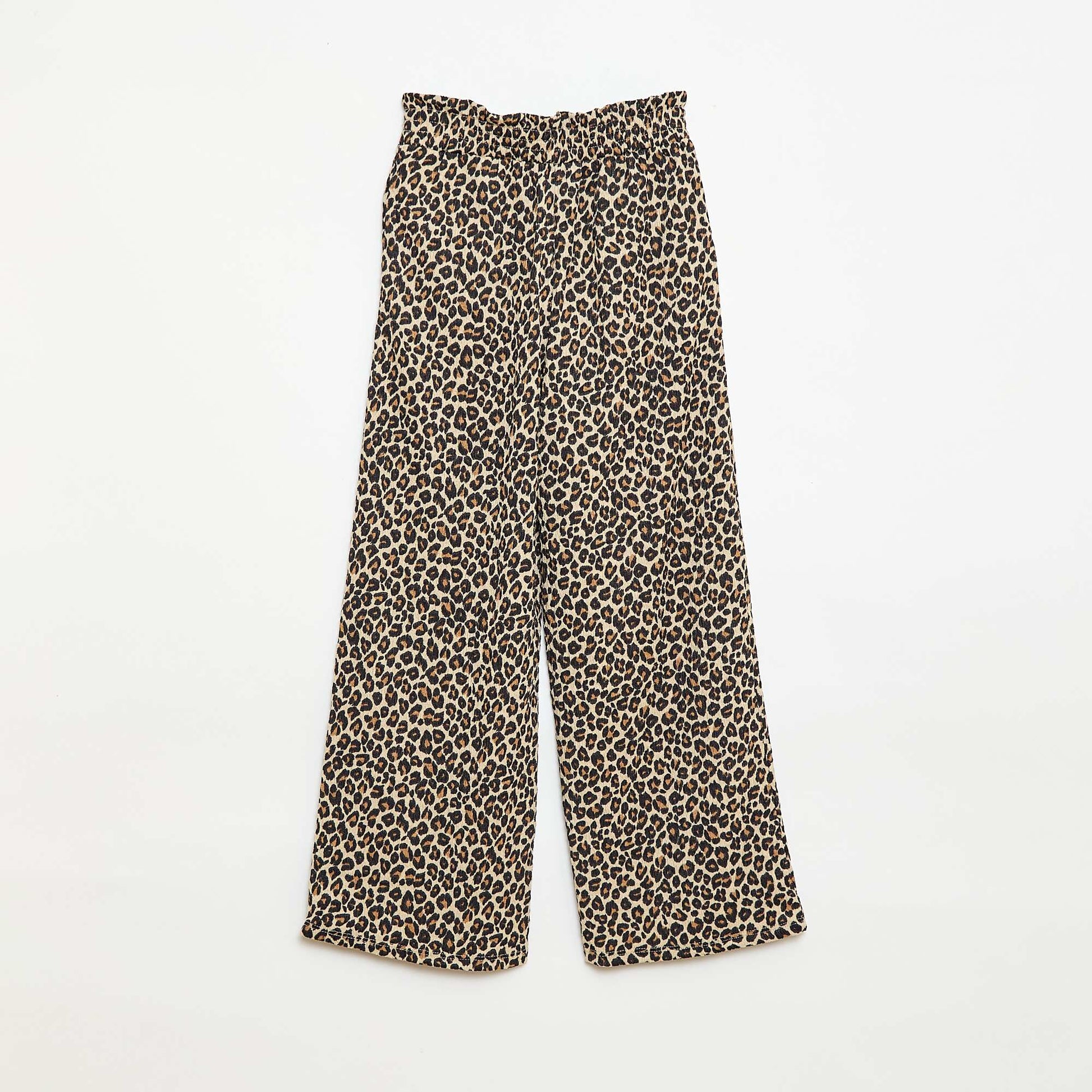 Pantalon large en maille crêpe MARRON