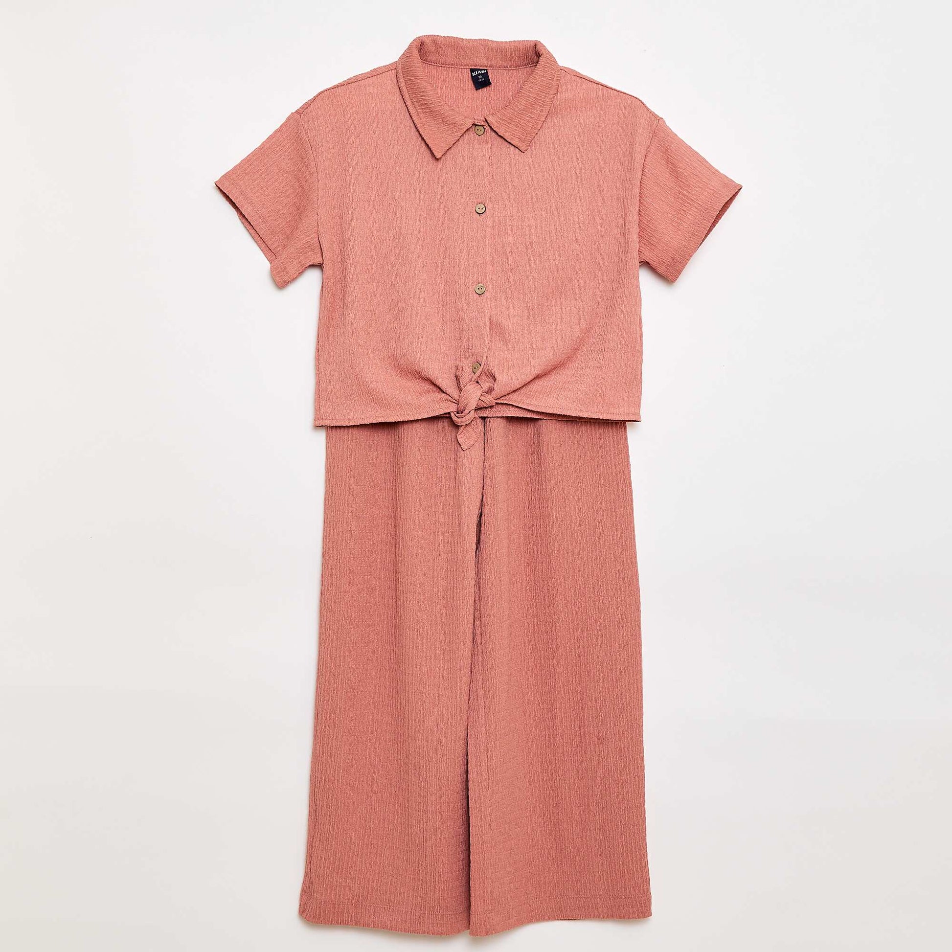 Ensemble 2 pièces chemise + pantalon large ROSE
