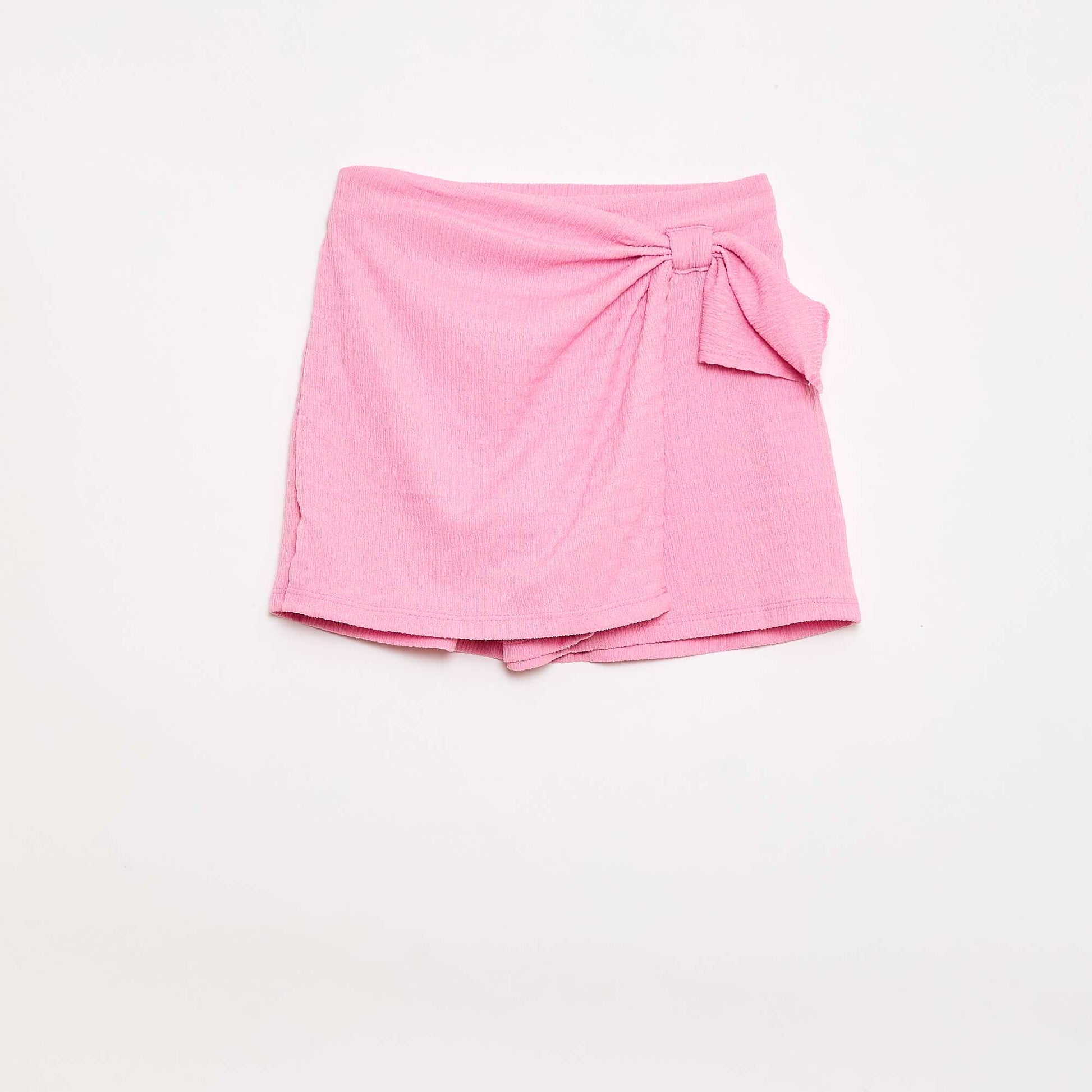 Jupe-short courte en maille légère unie ROSE