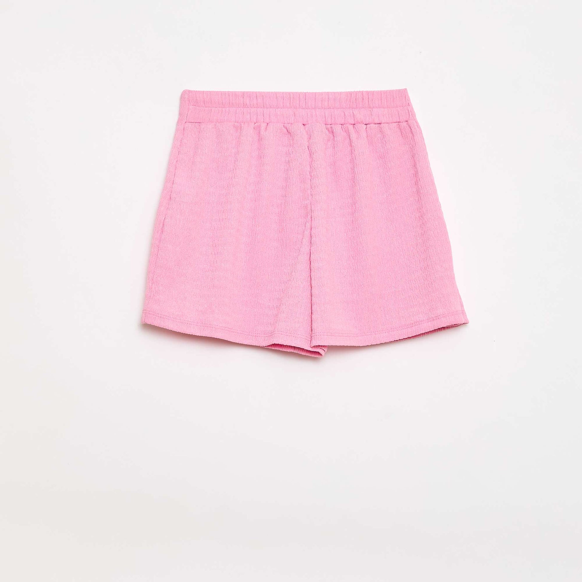 Jupe-short courte en maille légère unie ROSE