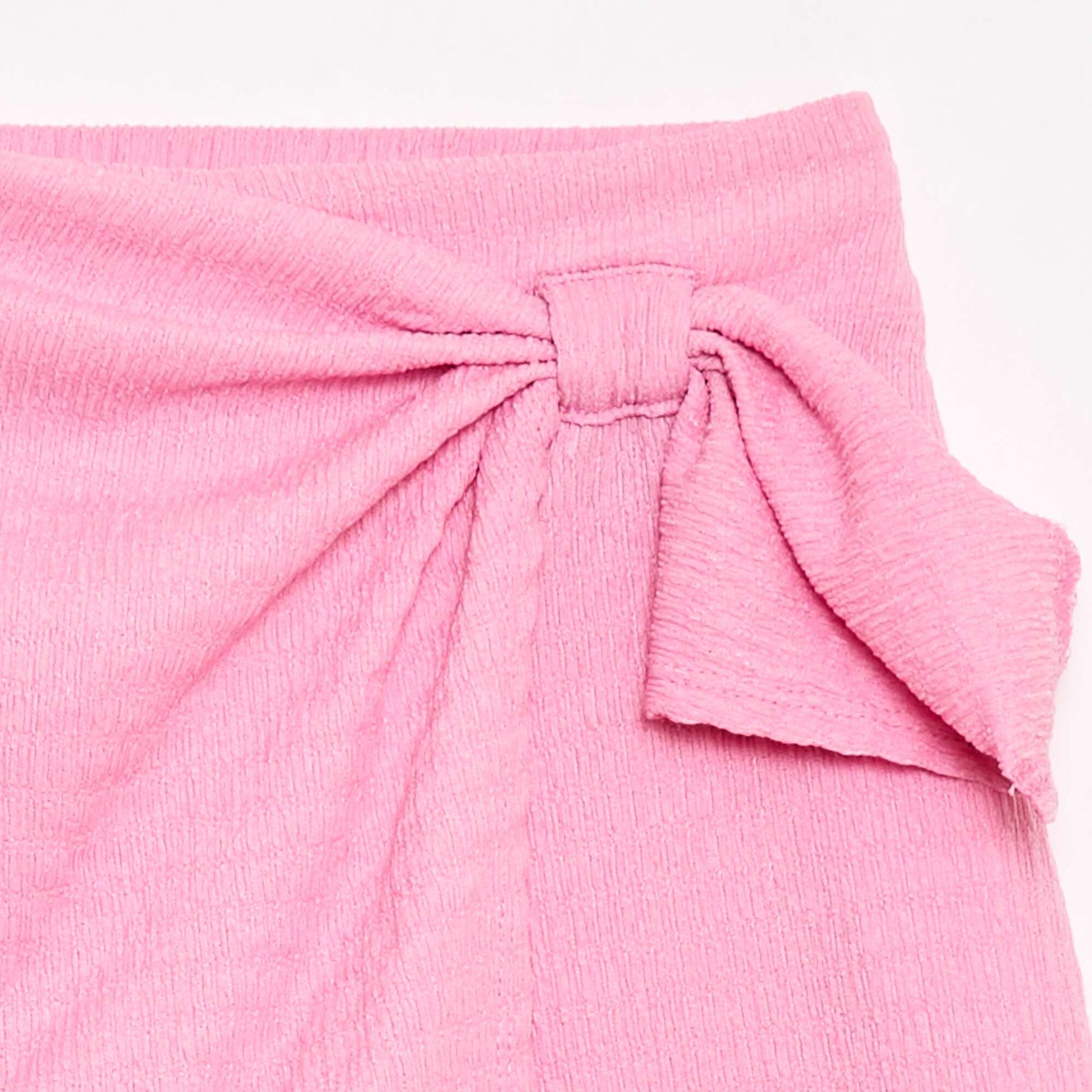 Jupe-short courte en maille légère unie ROSE
