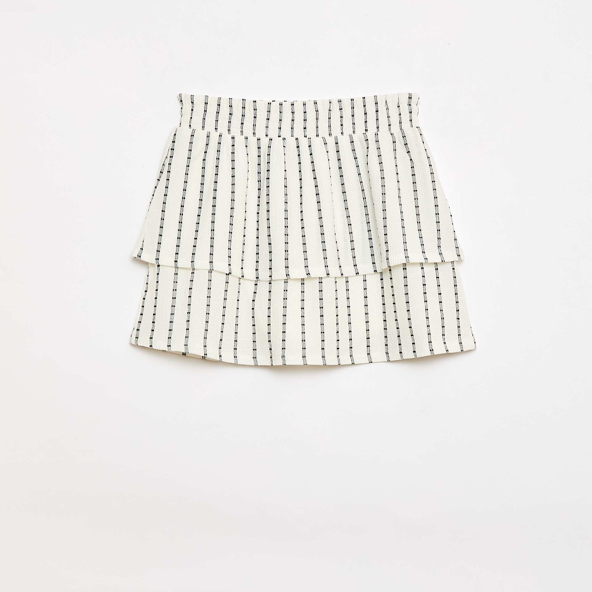 Jupe short à fines rayures verticales BLANC