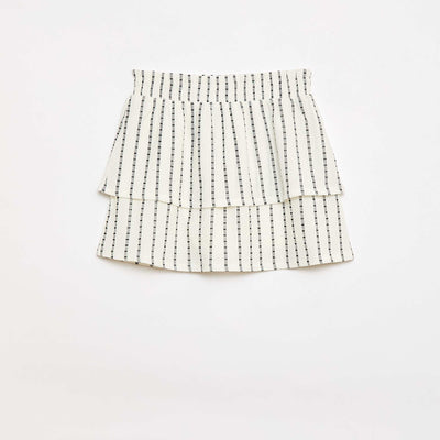 Jupe short à fines rayures verticales BLANC
