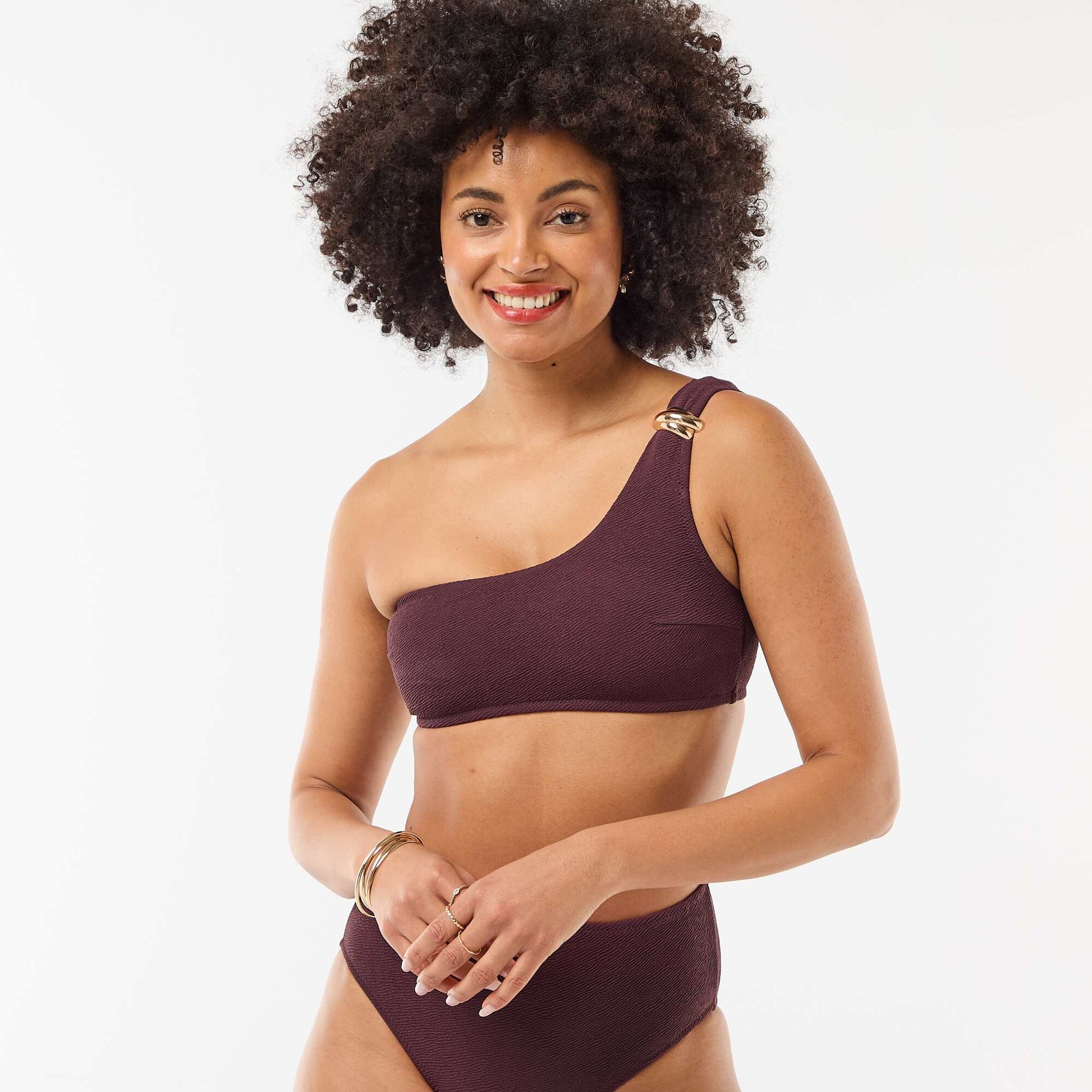 Brassière de bain asymétrique avec bijou doré VIOLET