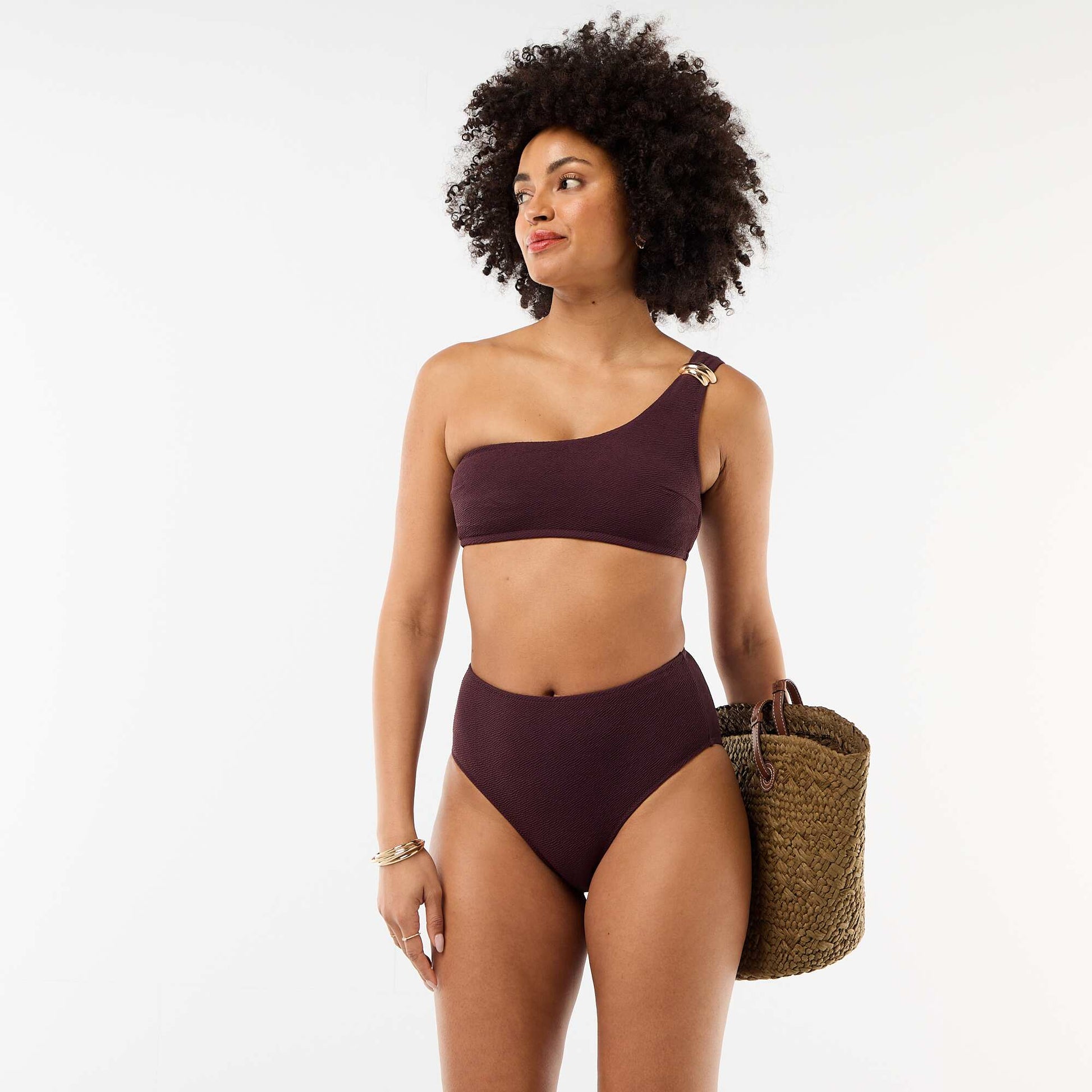 Brassière de bain asymétrique avec bijou doré VIOLET