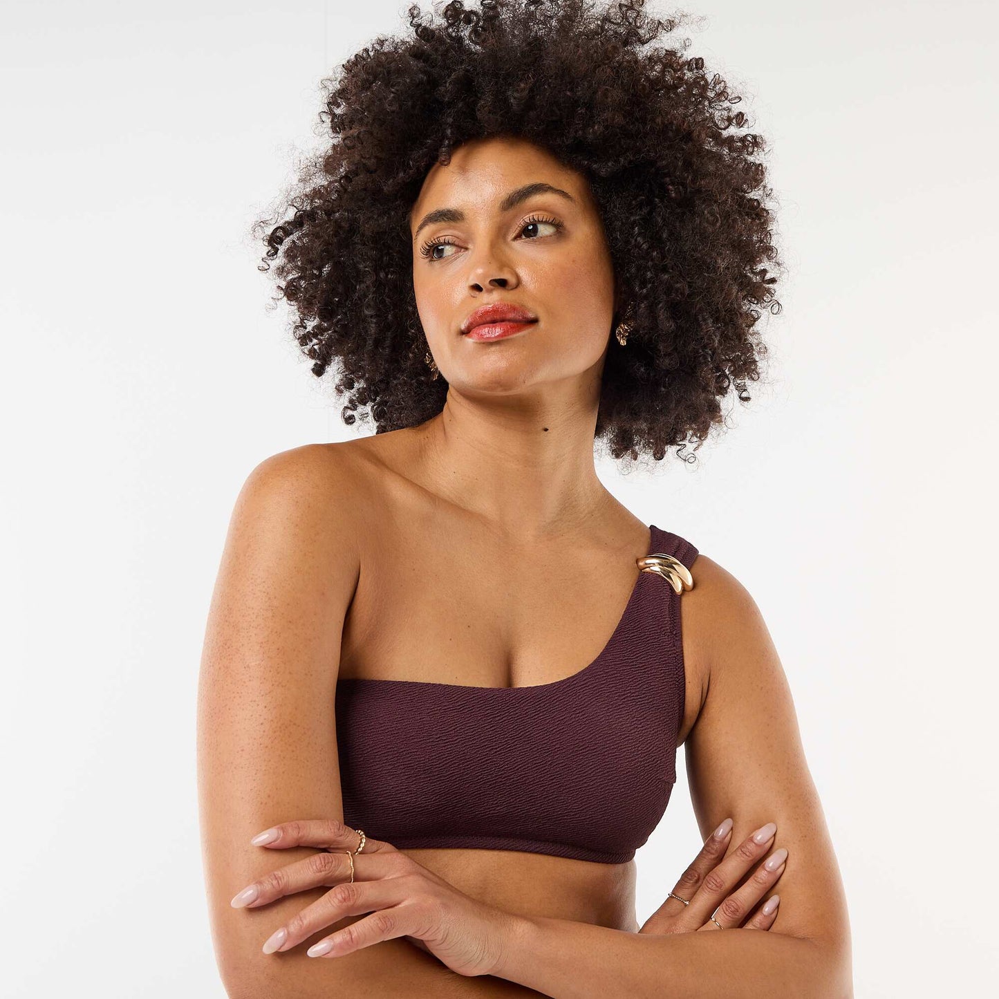 Brassière de bain asymétrique avec bijou doré VIOLET