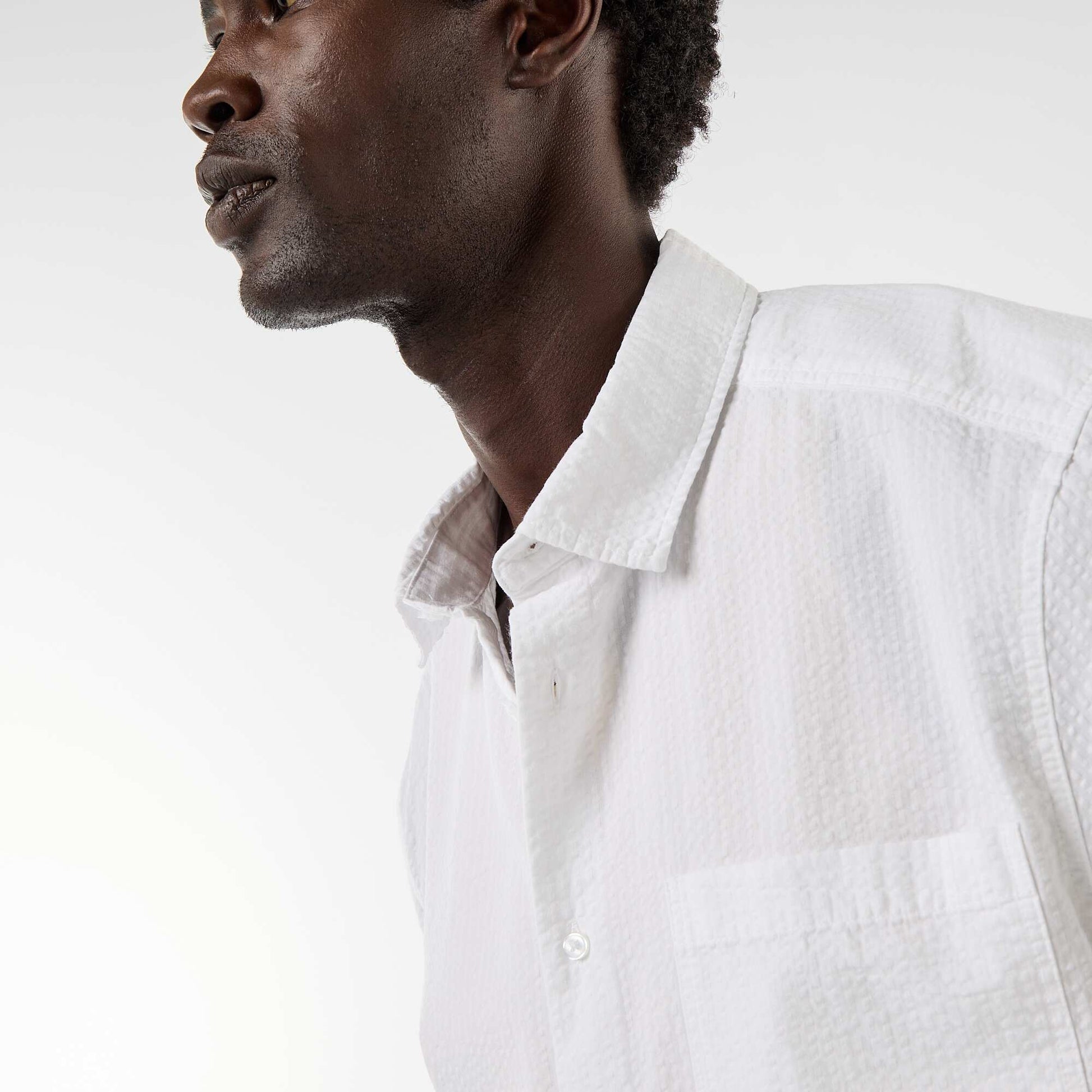 Chemise en seesucker à manches courtes BLANC