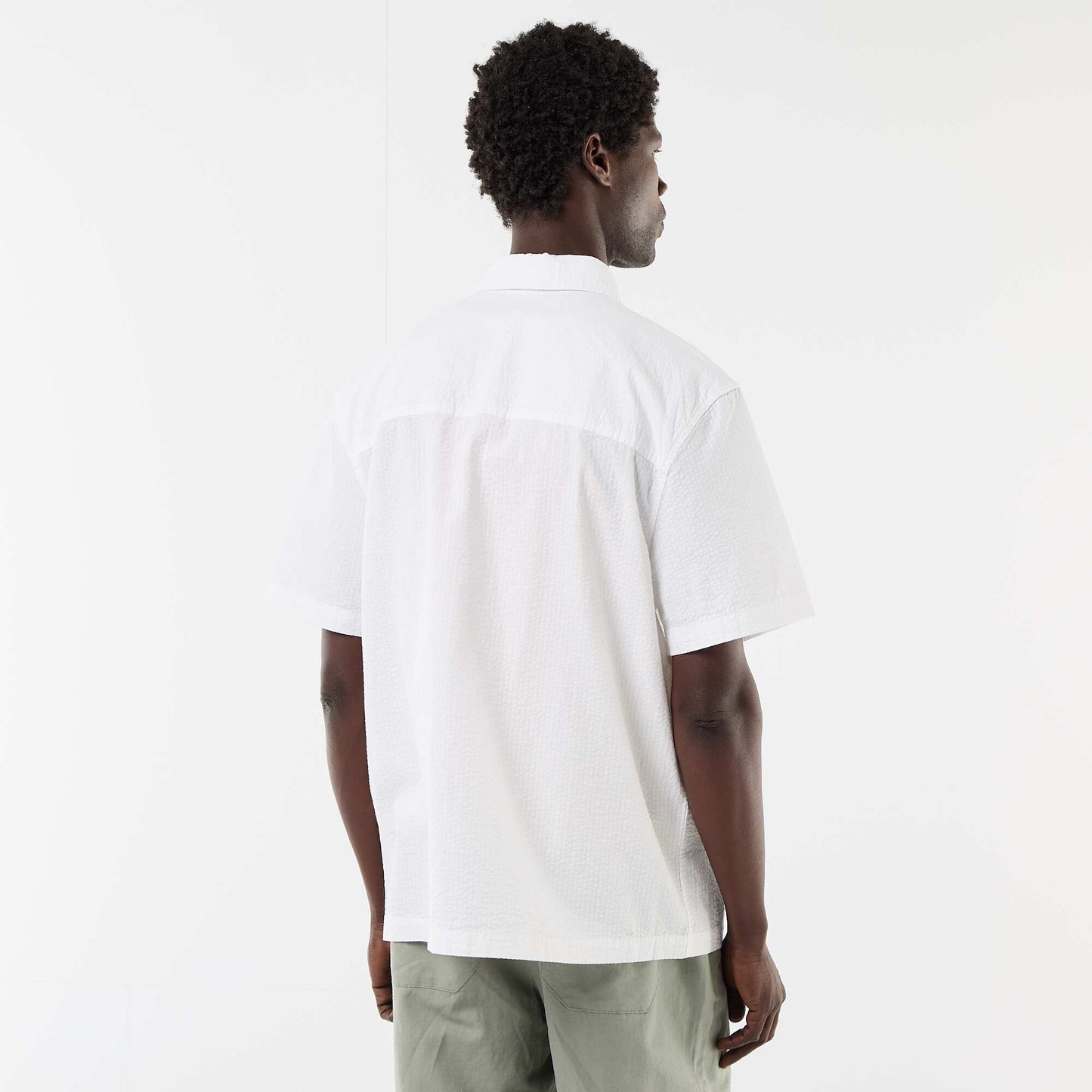 Chemise en seesucker à manches courtes BLANC