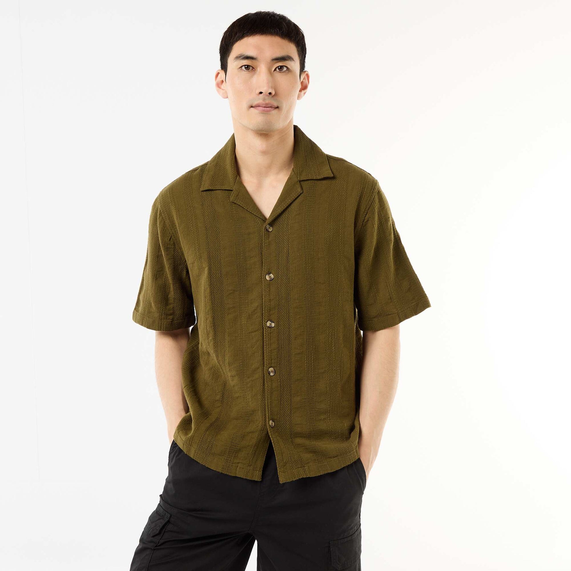 Chemise manches courtes en maille fantaisie VERT