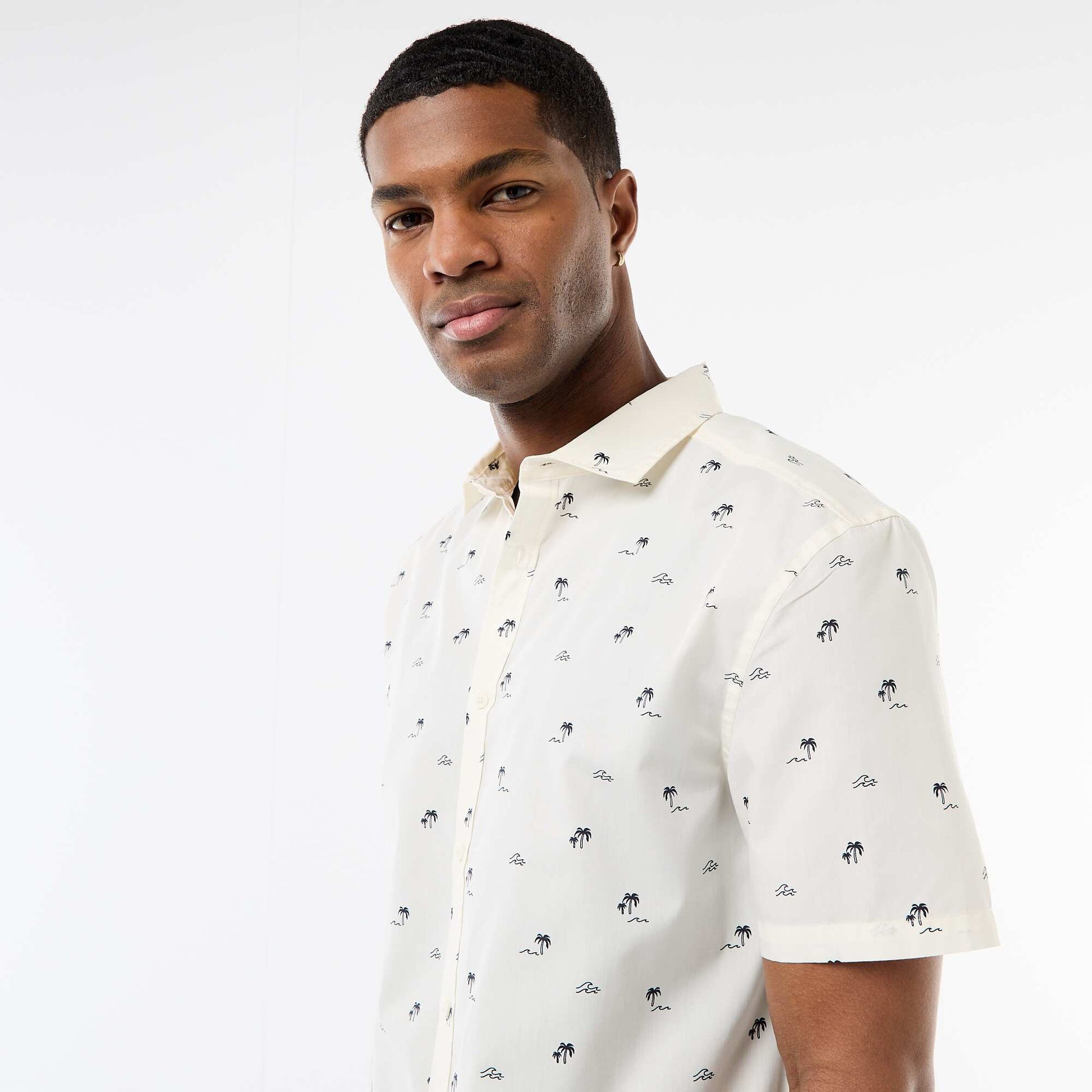 Chemise à manches courtes ouverture boutonnée BLANC