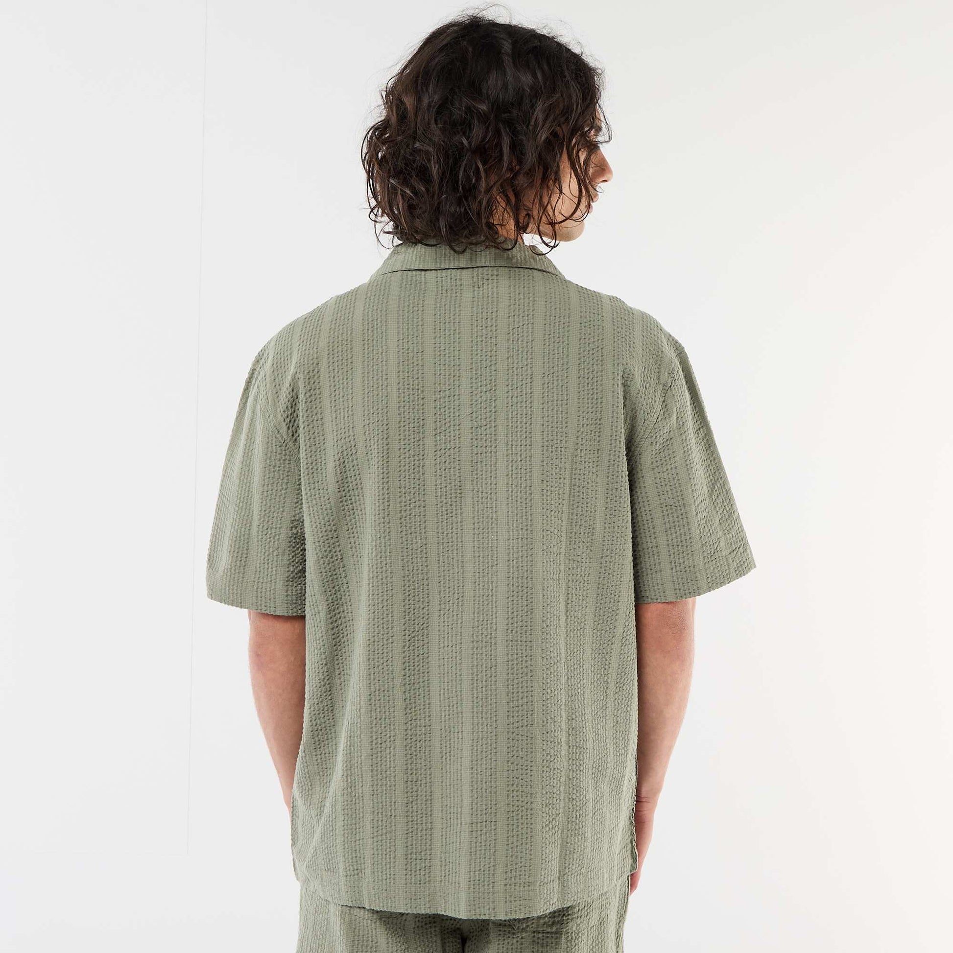 Chemise en maille gaufrée à manches courtes KAKI