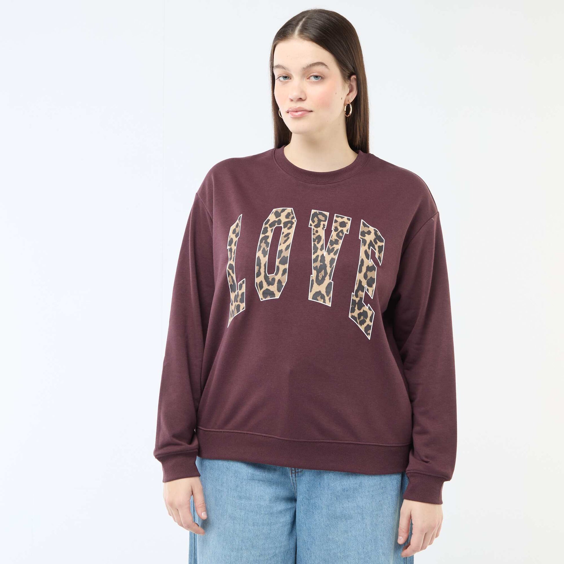 Sweat léger en French Terry avec inscription MARRON