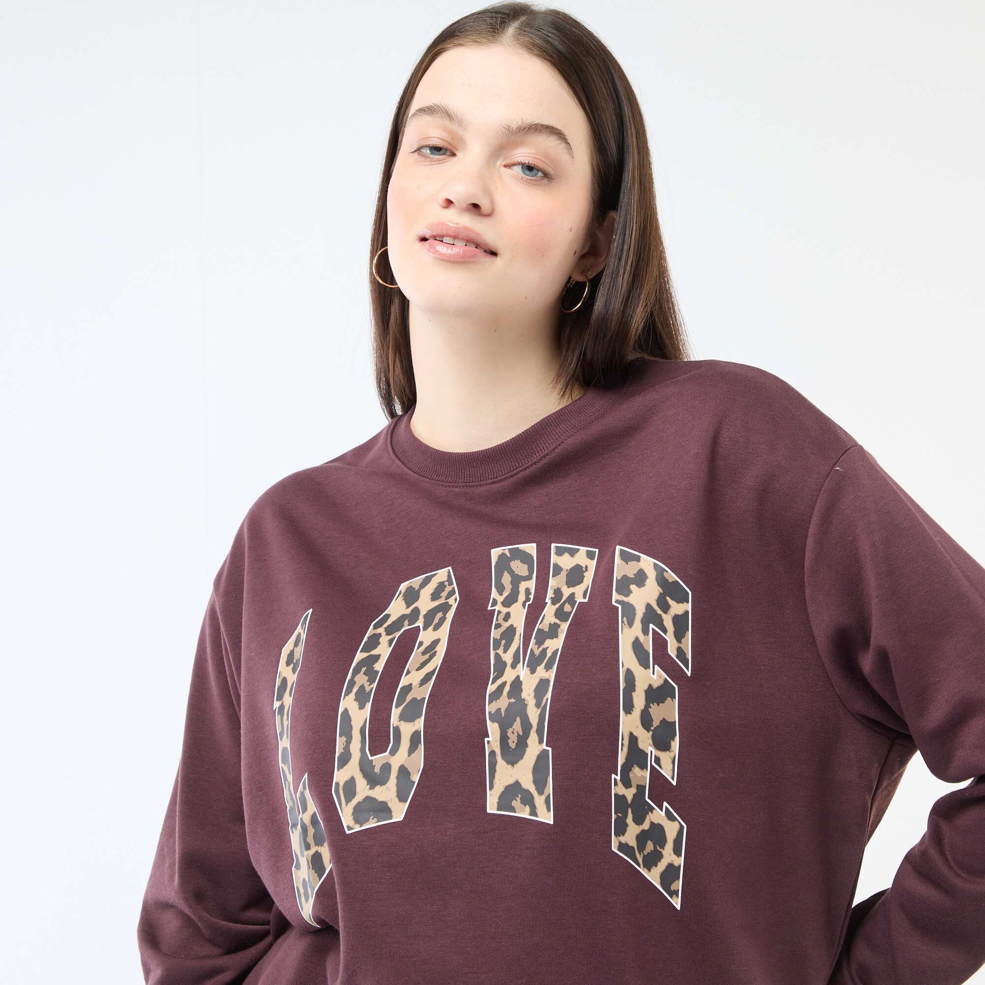 Sweat léger en French Terry avec inscription MARRON